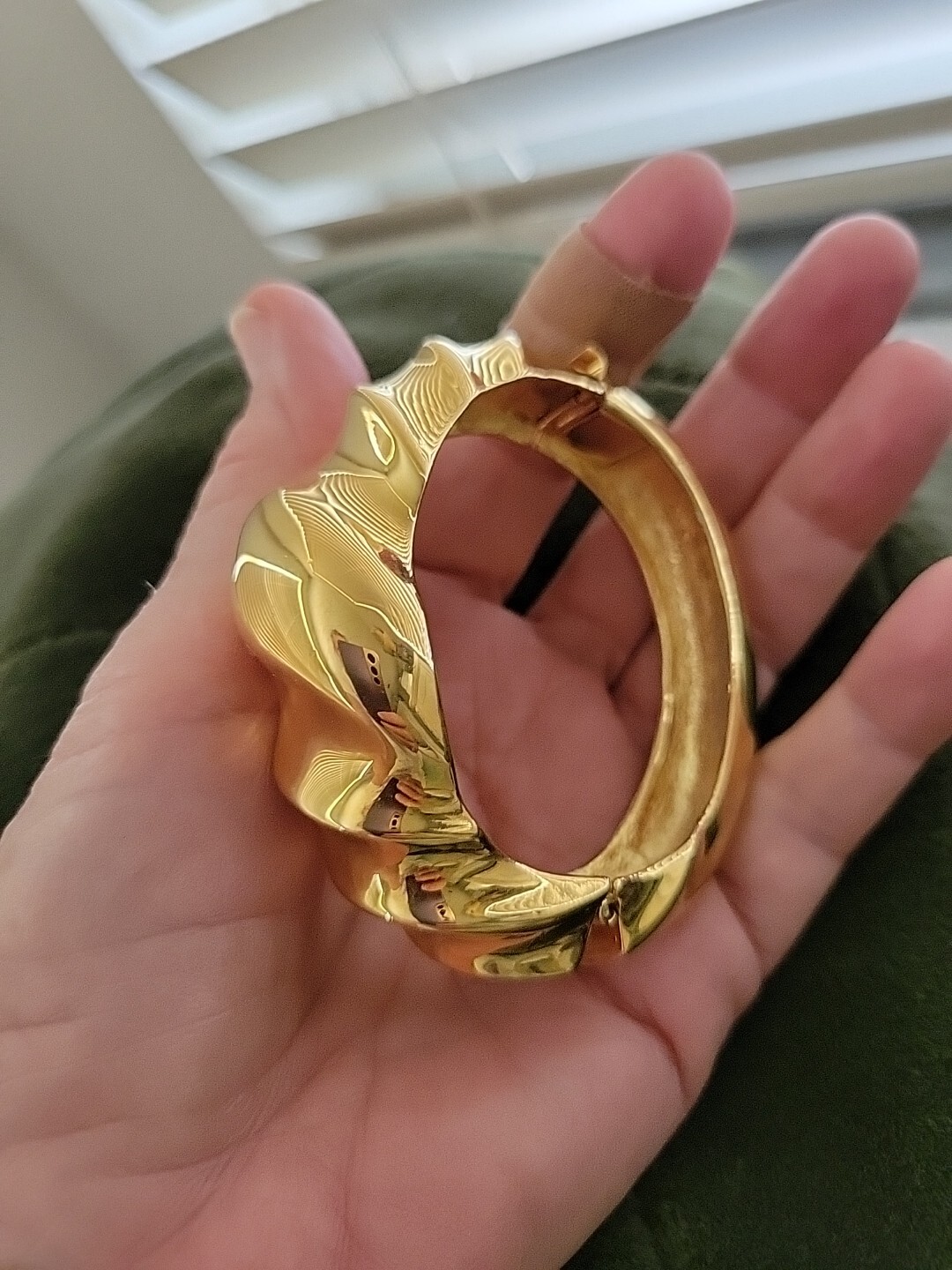 Vintage AS Hallmark Gold Plate Mixed Alloys Hinged High Polished Modern Bangle