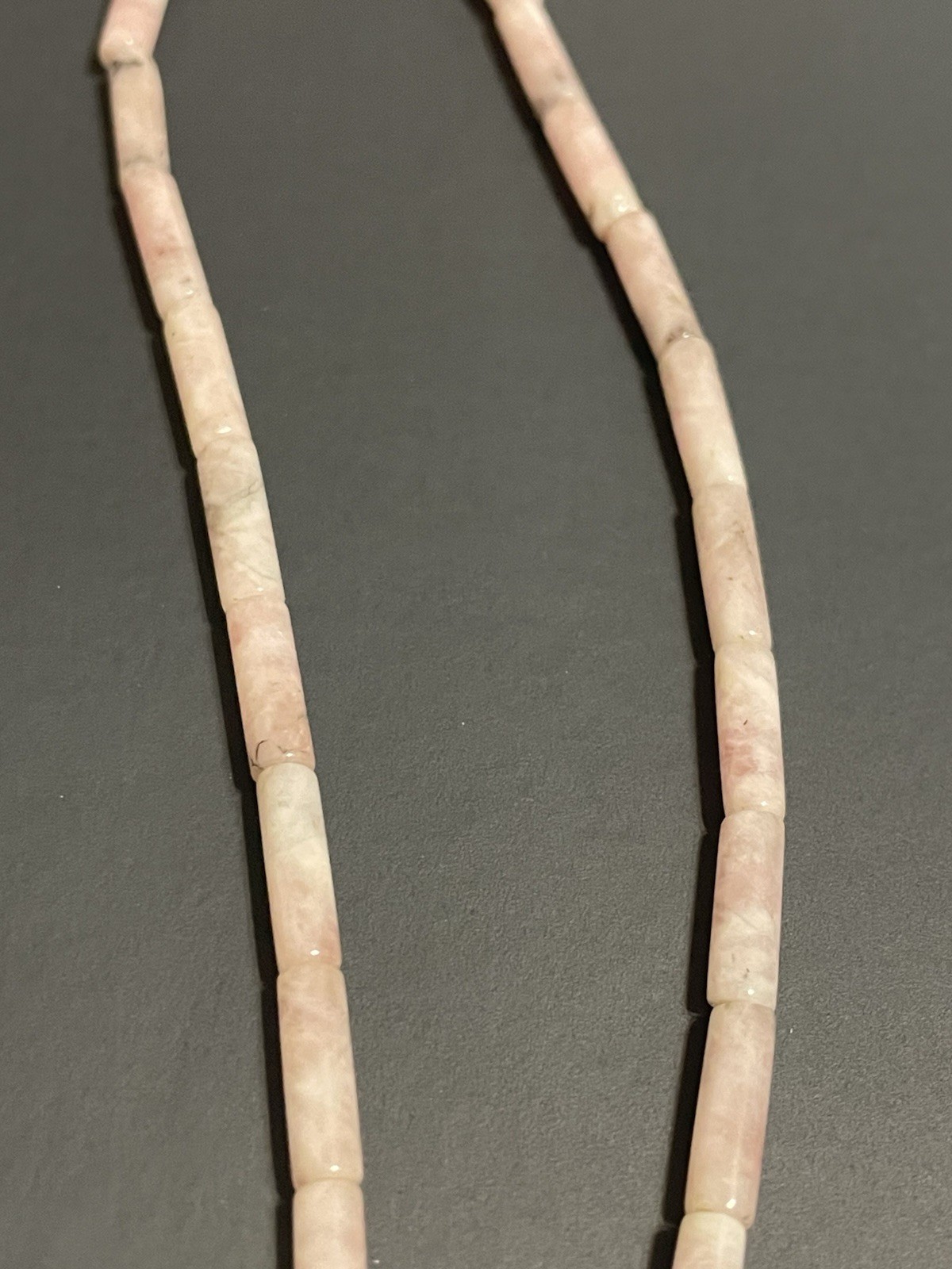 Vtg Rose Quartz Stone Necklace Pink Agate Pendant Sterling Silver Beaded