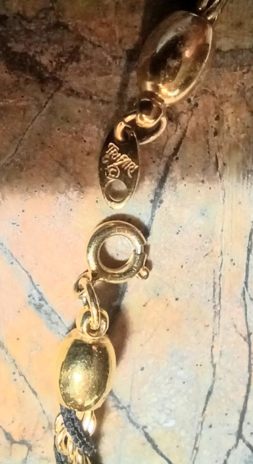 Vintage Signed Trifari Gold & Black Two Tone Twisted Rope Necklace 18-3/4”