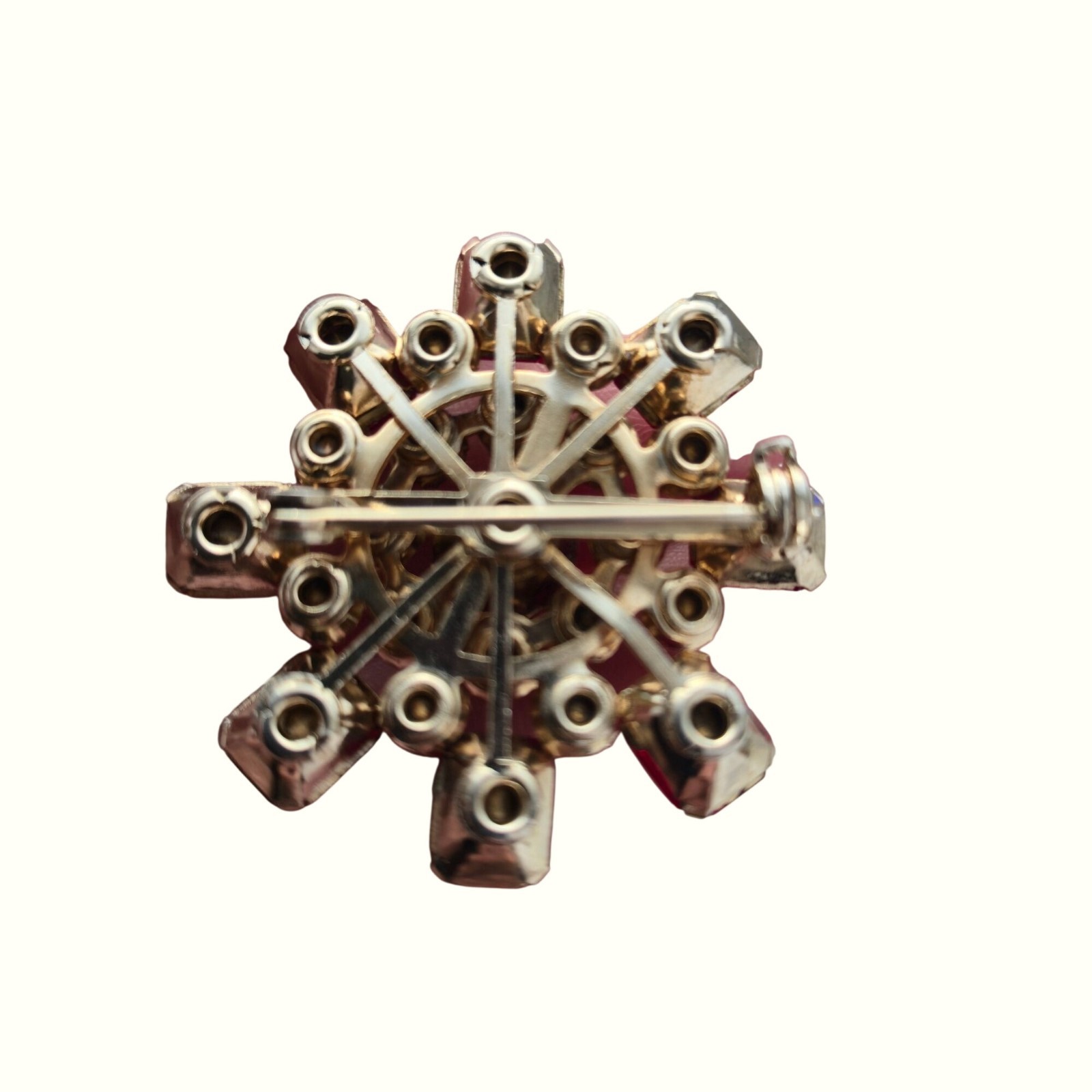 Vintage CZECH Garnet Glass Brooch Sparkling Bohemian rhinestones red Jewelry