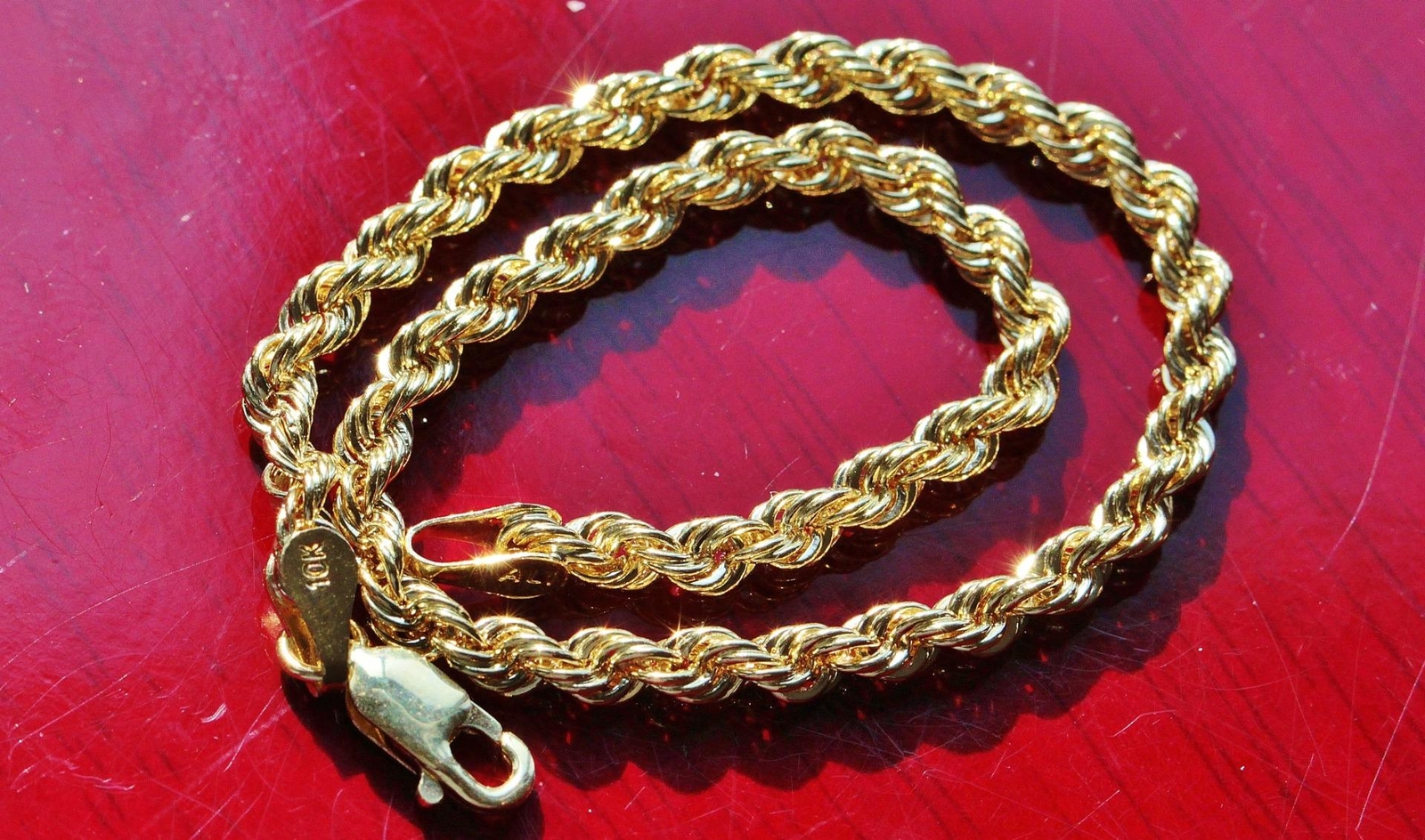 10k yellow gold bracelet 7.0″ rope chain vintage 1.6gr