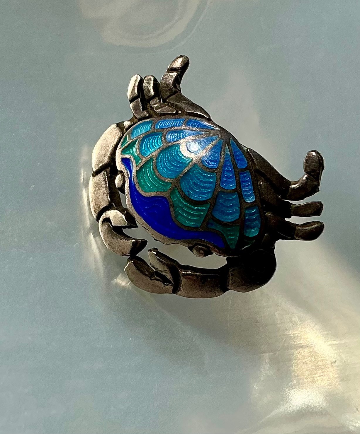 Vintage 980 Sterling Silver with blue enamel crabs, post earrings