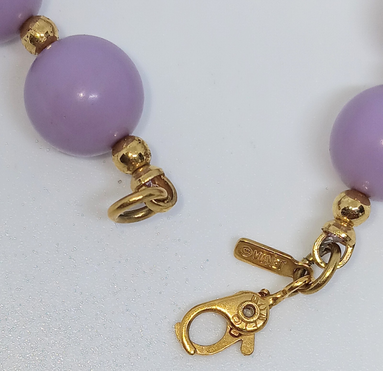 Vintage Monet Lavender Gold Tone Beaded Choker Necklace 18” EUC