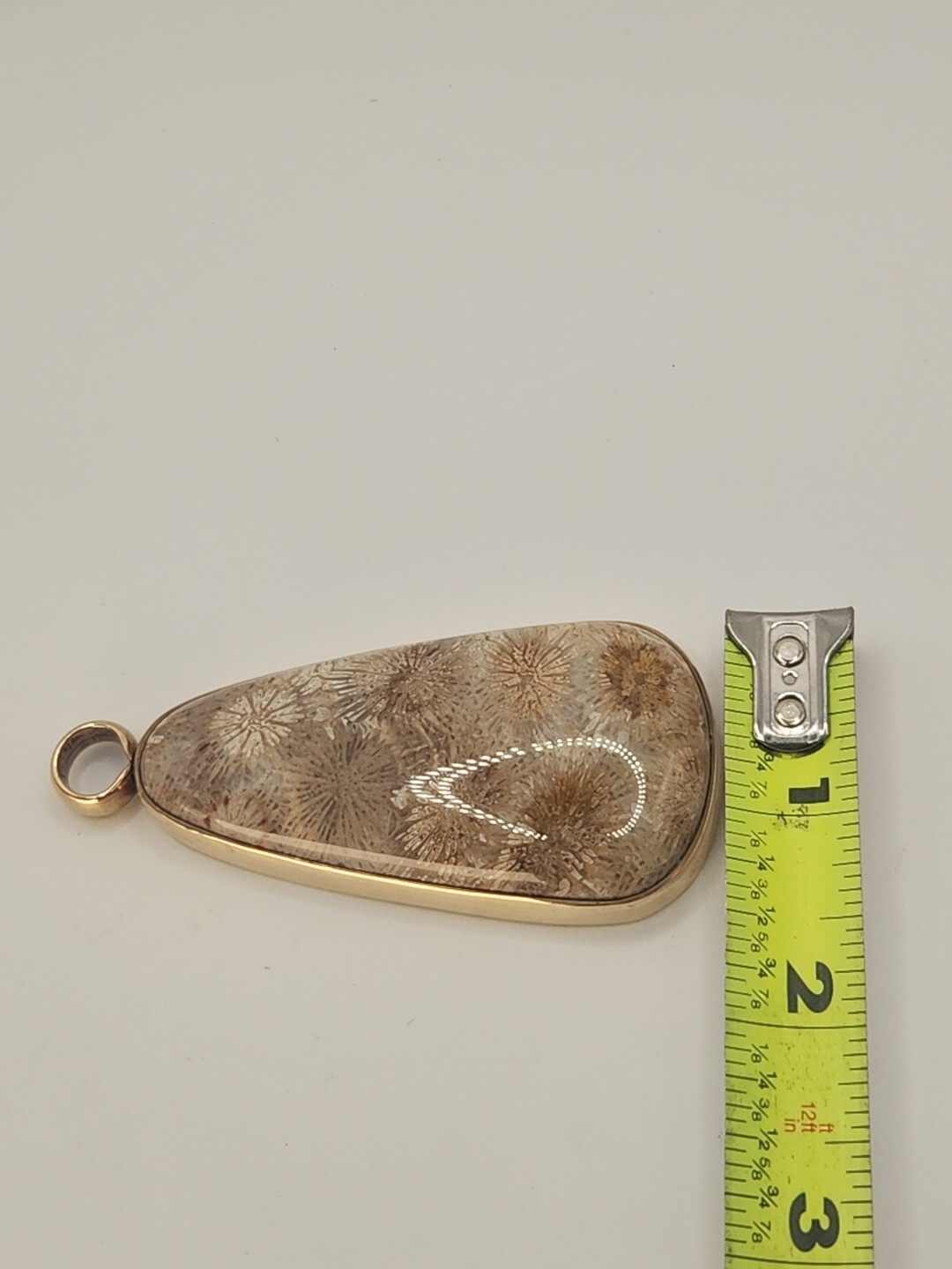 STEPHEN DWECK Large Vintage 2002 Fossil Coral Stone Bronze Pendant. Unique