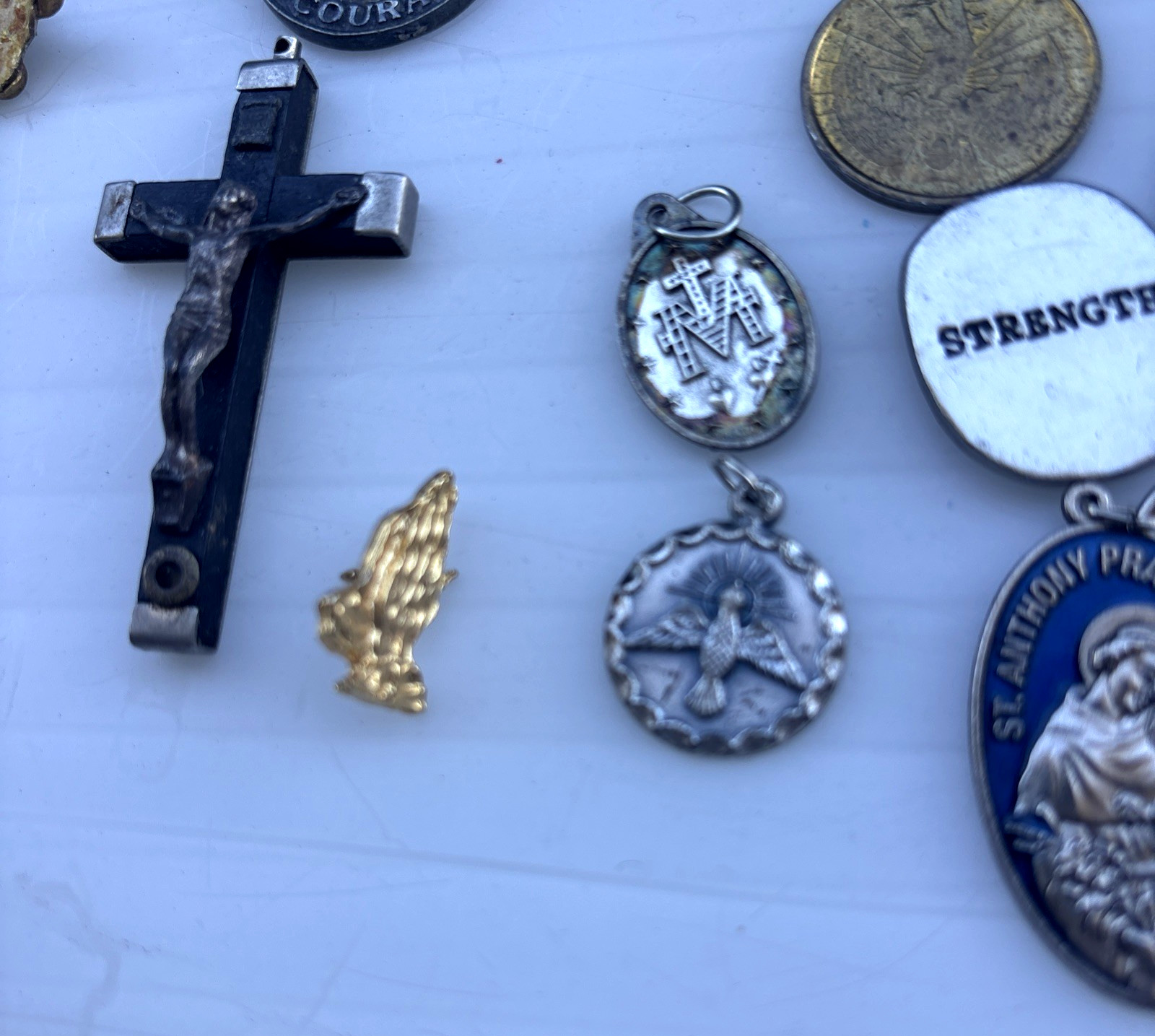 Vintage Jewelry Box Junk Ceramic Lot Christian Catholic Religious Themed Nice