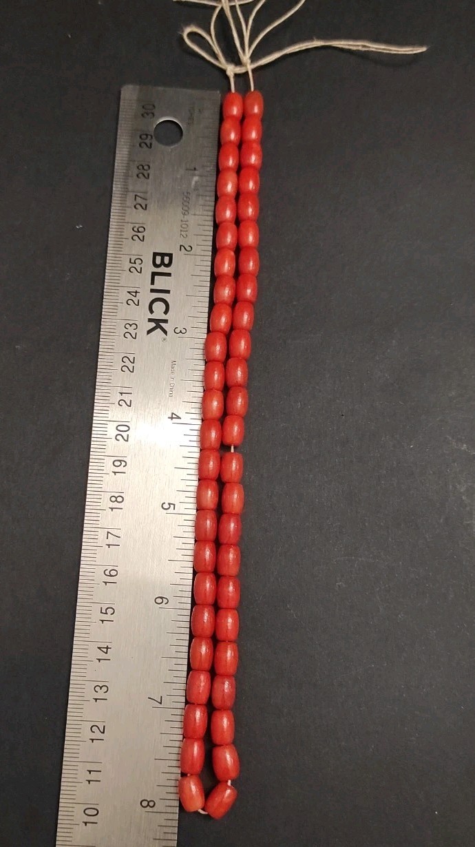 DELIGHTFUL, ANTIQUE, CARVED REAL CORAL BEAD NECKLACE 26,4g