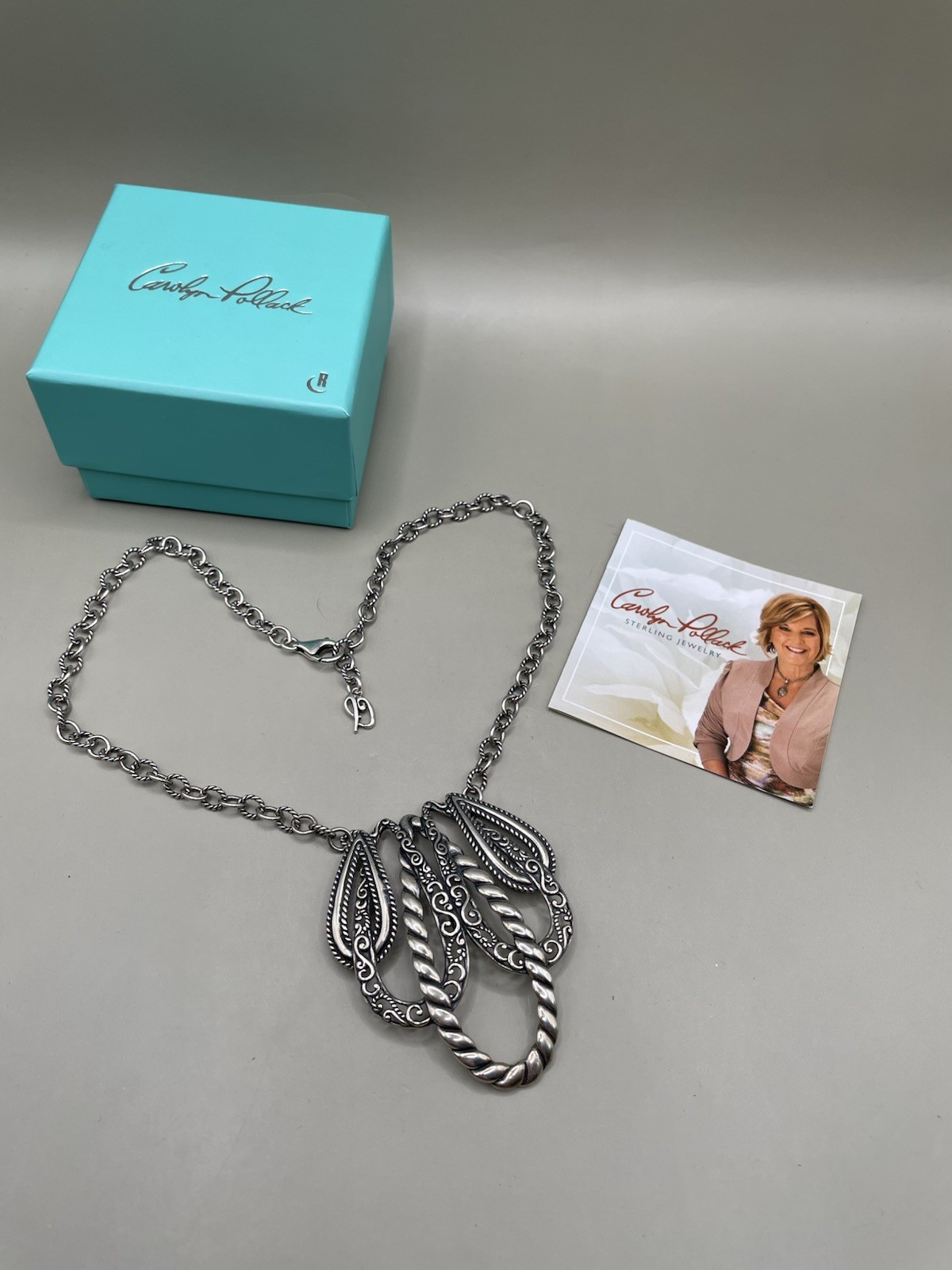 VTG Carolyn Pollack SIGNED 925 STERLING SILVER 16.25” Pendant Chain NECKLACE NIB