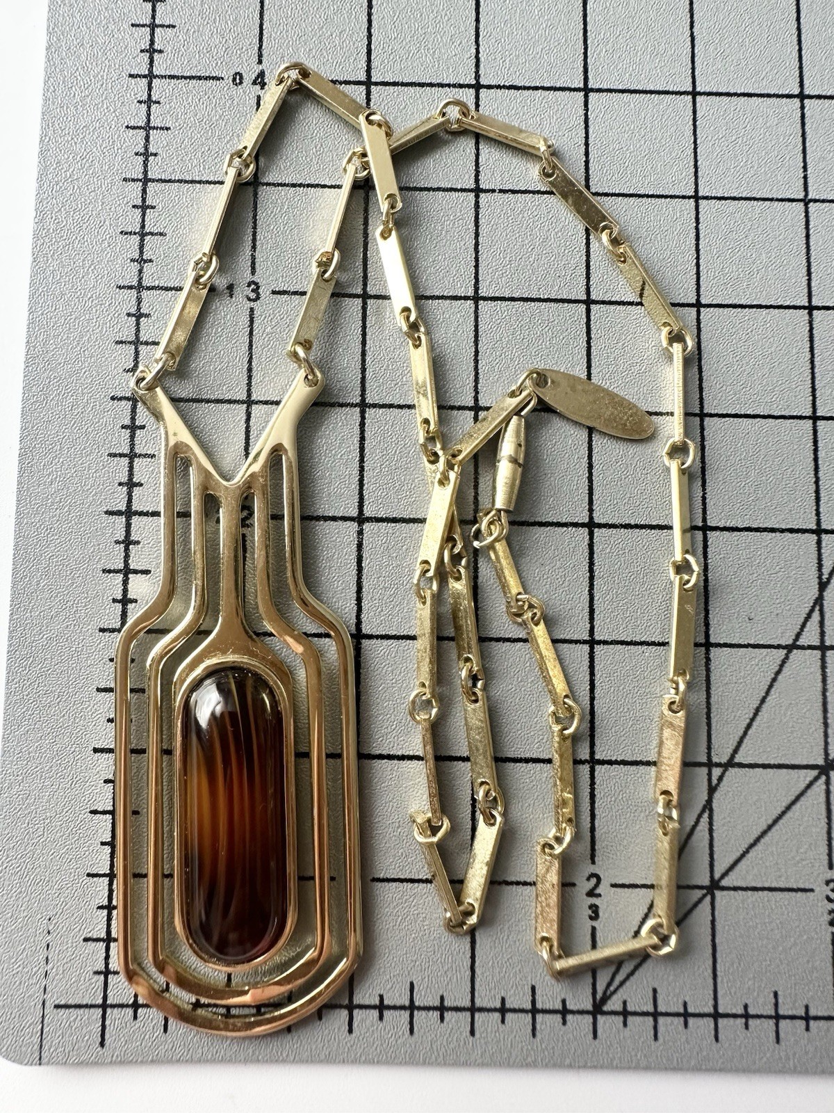 Vintage Whiting Davis Bar Link Chain Faux Stone Necklace 17.5”