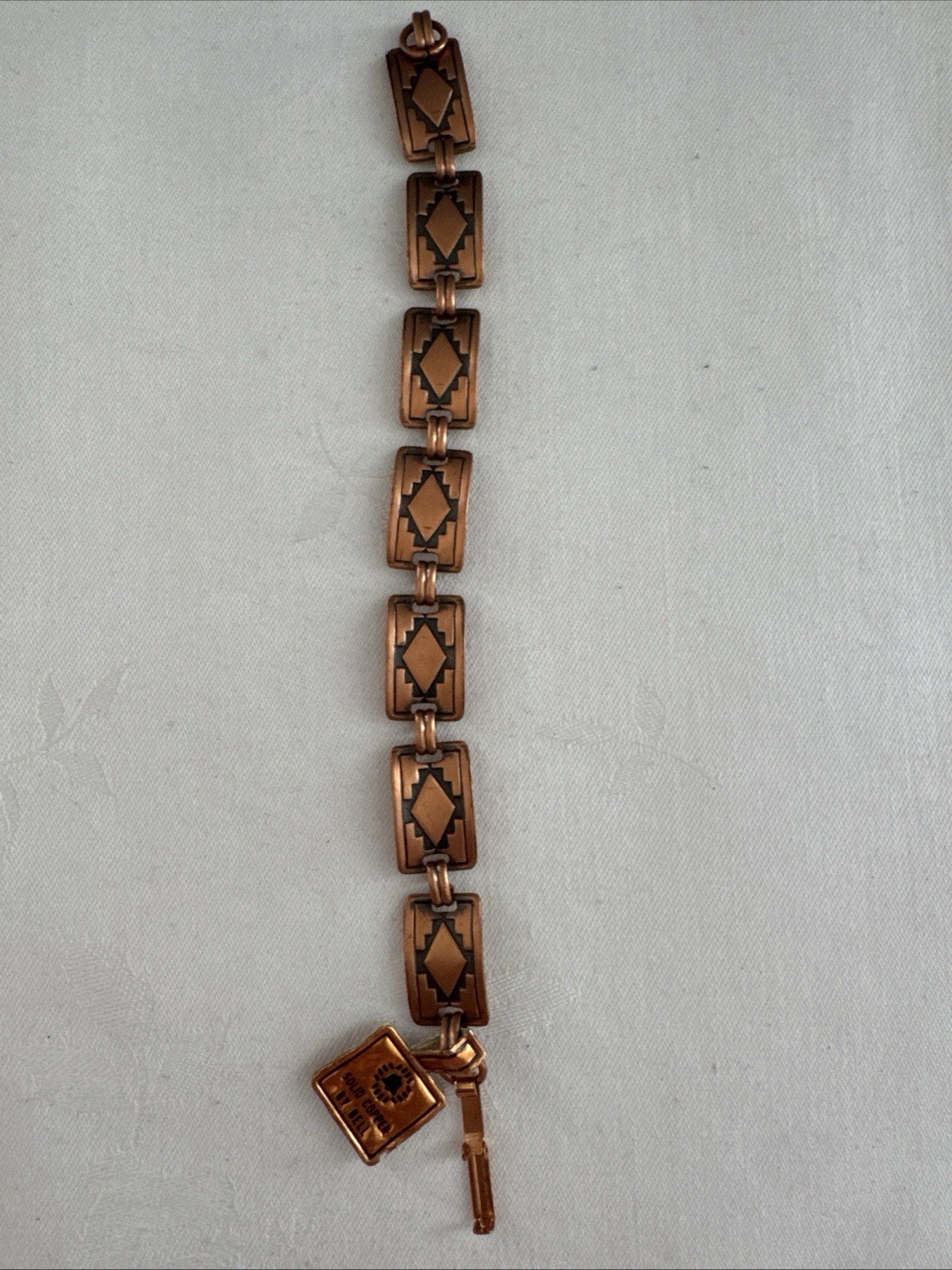 Vintage Bell Trading Post Solid Copper Bracelet Southwestern Geometric 1950s-Tag