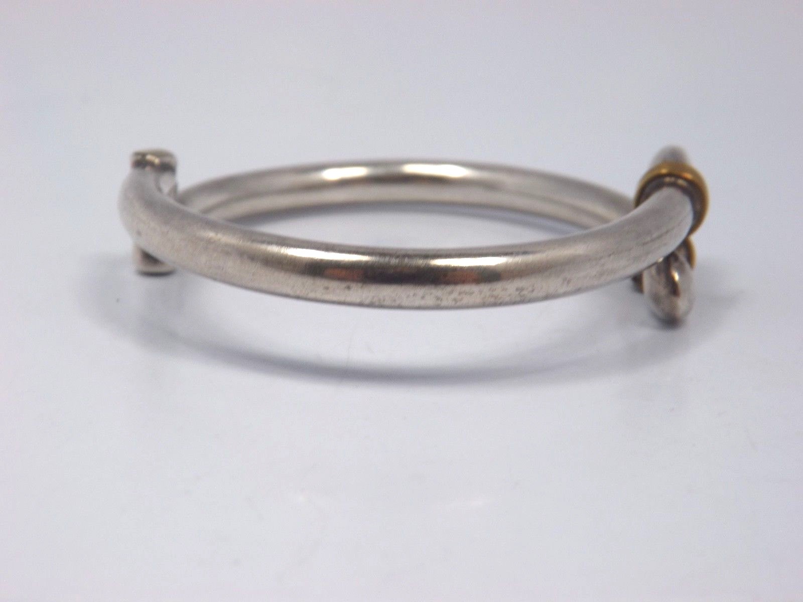 Vintage Taxco Mexico Sterling Silver Malachite Ends Hinged Bracelet, 26.4 grams