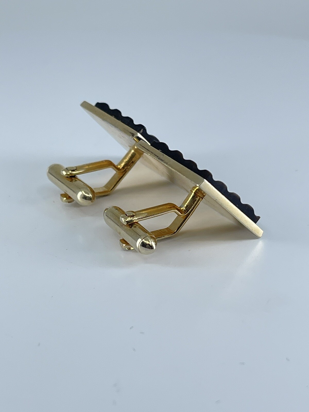 Swank Cufflinks Mother of Pearl square ribbed design bullet backs 1″