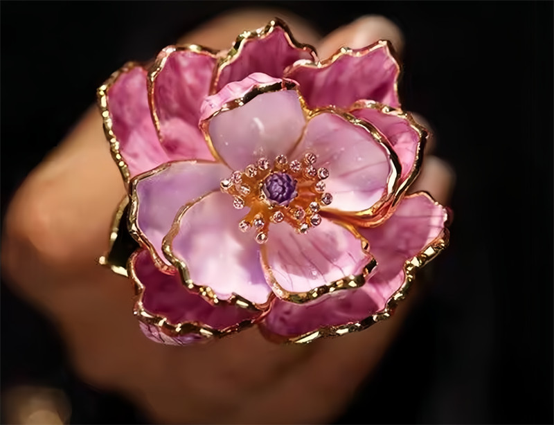 Purple Peony Flower Shape Brooch, Haute Deluxe Custom Collection Brooch