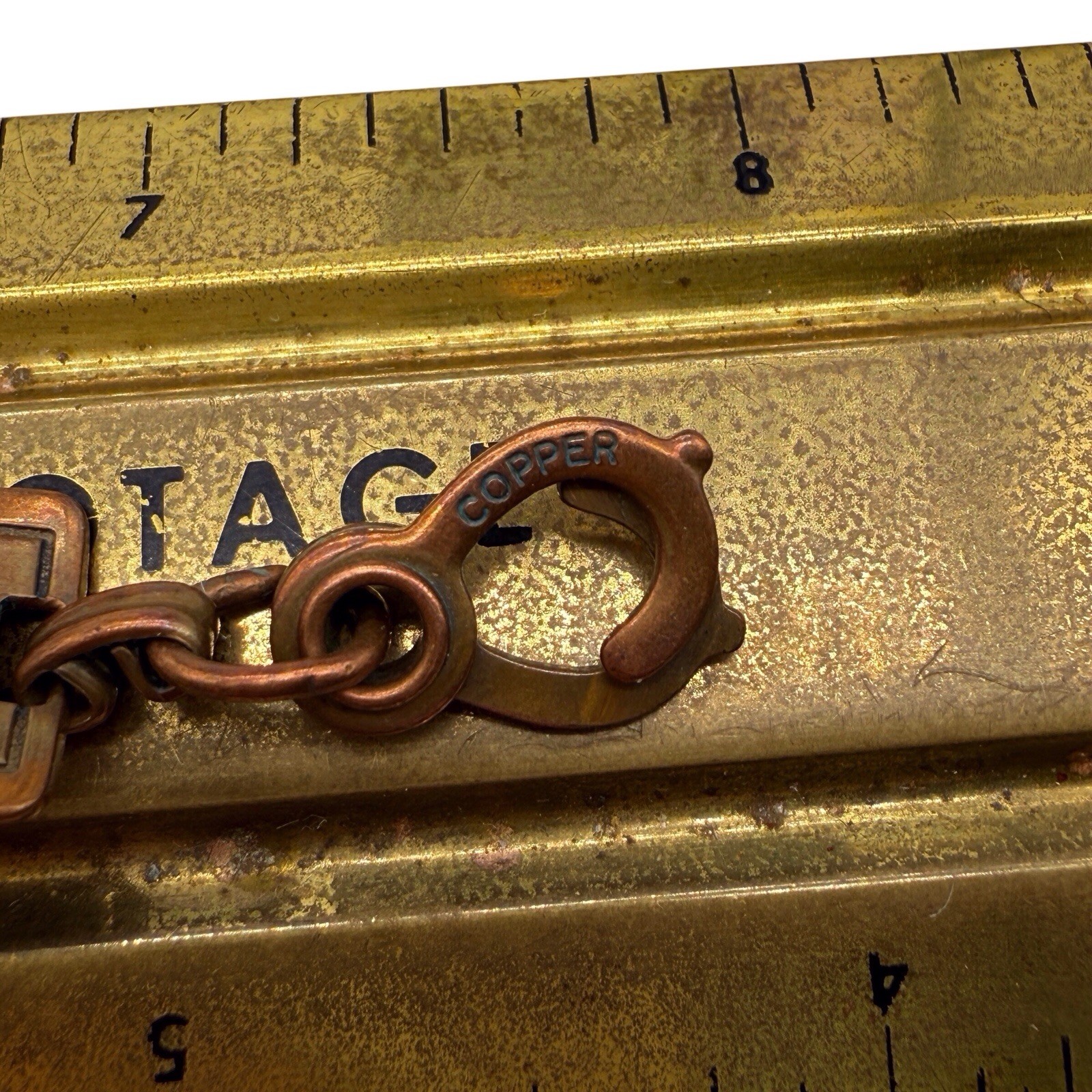 Southwestern Design Copper Link Panel Bracelet Patina Sister Clasp BOHO Tribal 1