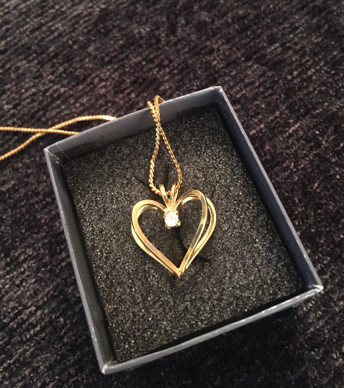 Valentine Necklace Heart Pendant Gold Overlay 3D gift Jewelry