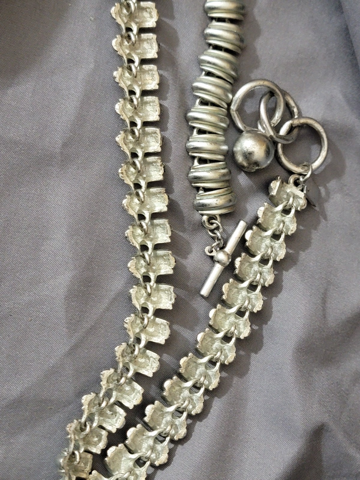 Vintage Anne Klein Silver Tone Statement Toggle Closure 18