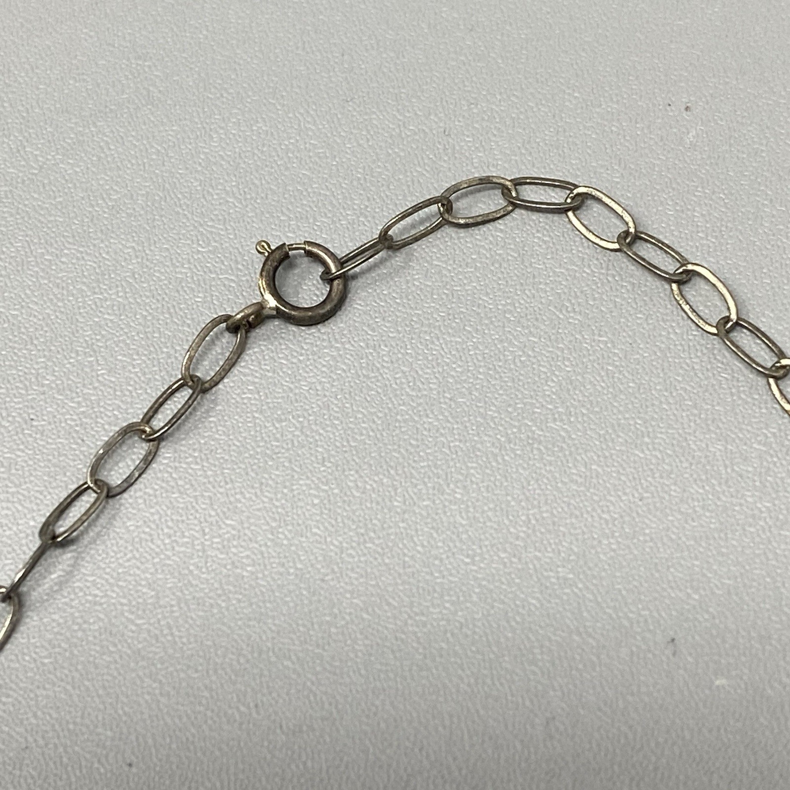 Glass Bead Bracelet Sterling Silver Chain Links Rainbow Faceted Fire Polished 7″
