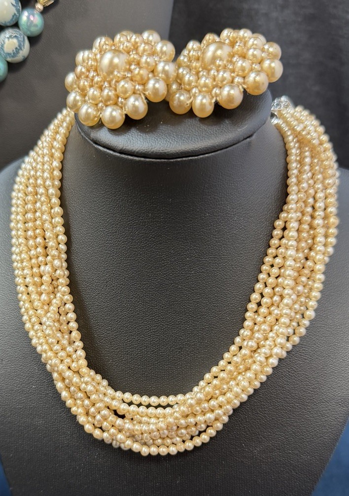 Vintage MCM All Japan Beaded Jewelry Lot Necklaces Earrings 19 PCS Multi Strand