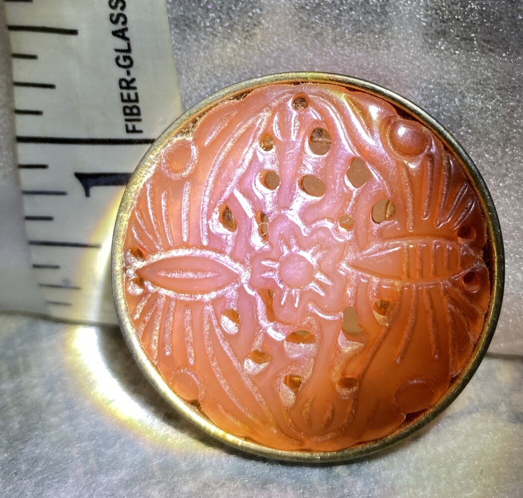 Beautiful Gold Tone Glass Cabi Pine Brooch (only) Great Shape