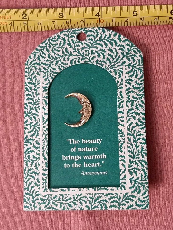 Vtg 1994 Valley Casting Gold Tone Smiling Moon Lapel Pin The Beauty of Nature