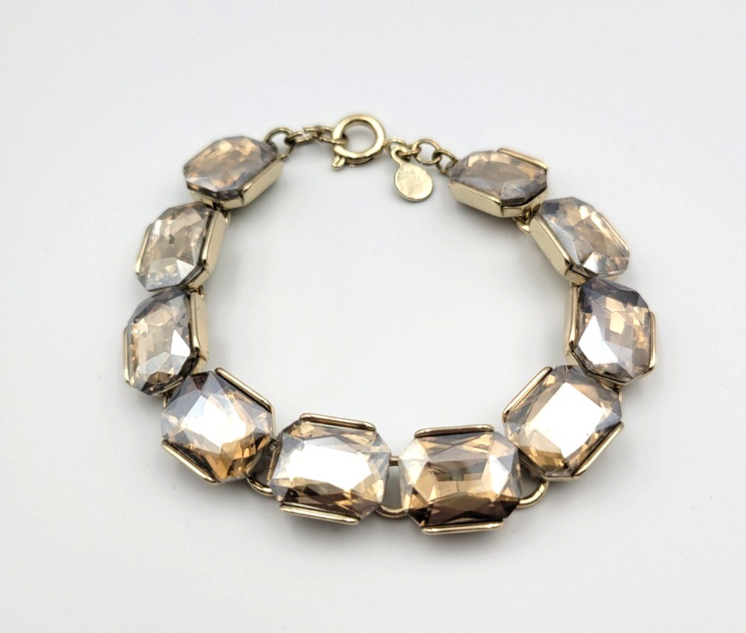 Vintage LOFT Chunky Rhinestone Gold Tone Bracelet Large Faceted Rhinestones