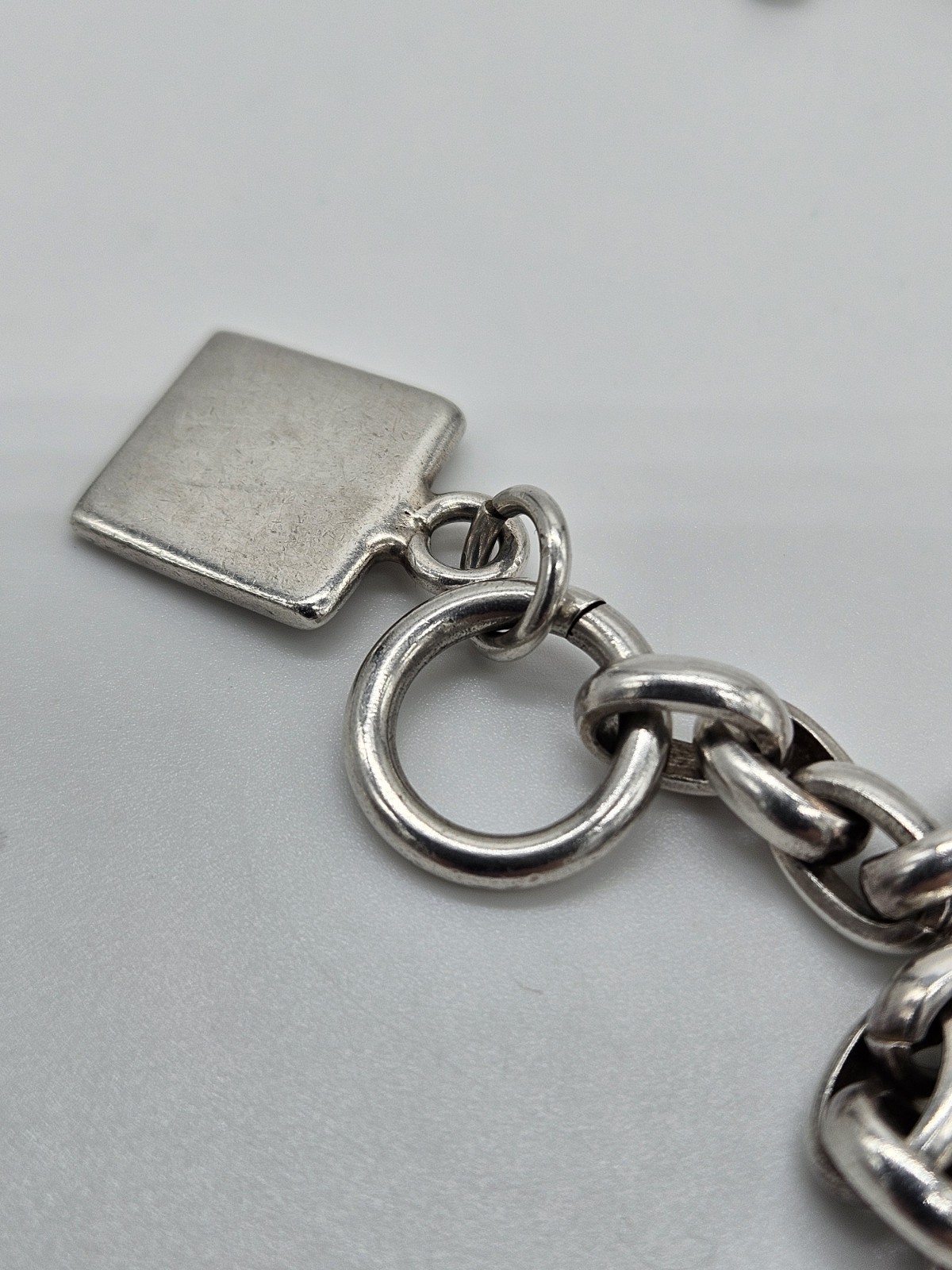 Vintage Sterling Silver 925 Chunky Cable Link Toggle Clasp Bracelet 7″ 28g