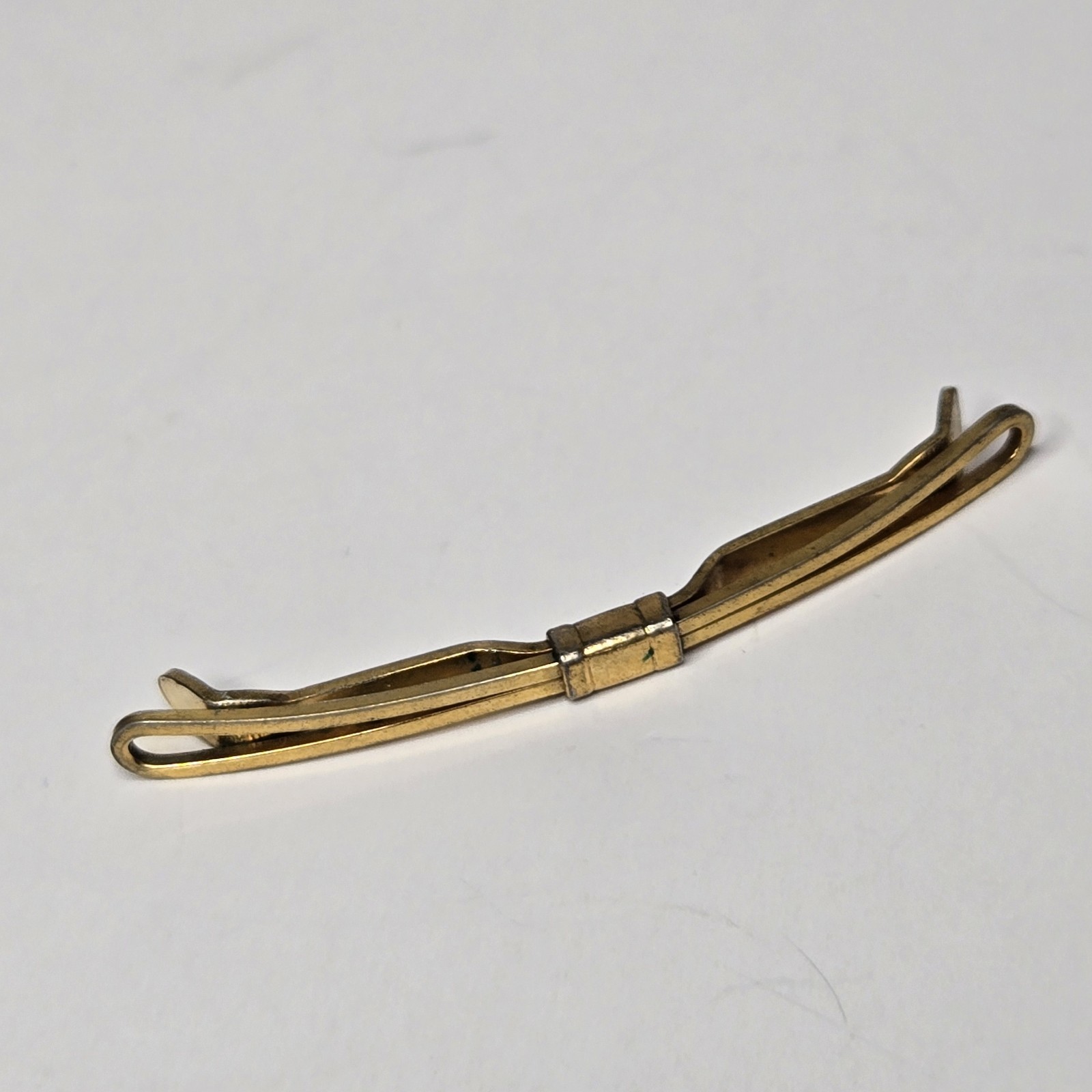 Vintage Heraldic Gold Tone Collar Bar Pin Tension Clip – Mid Century Traditional