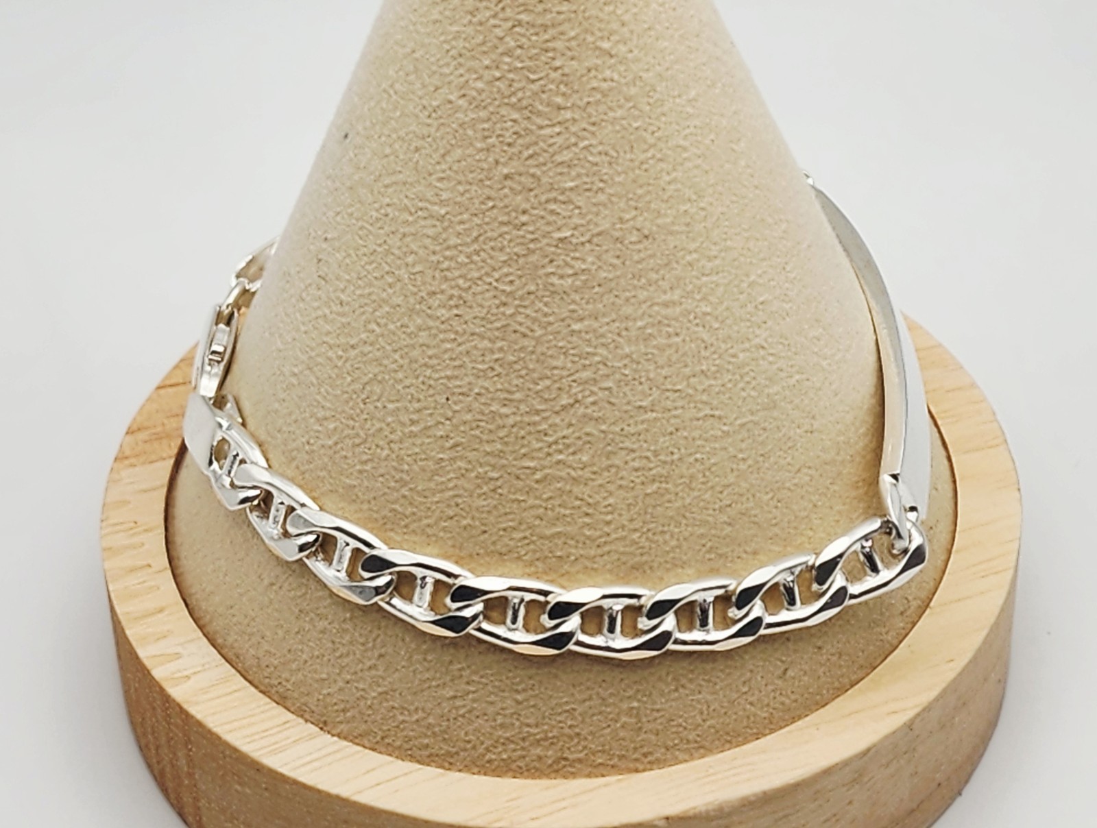 Arezzo, Italy Vintage Sterling Silver Mariner Chain ID Bracelet 8.25″