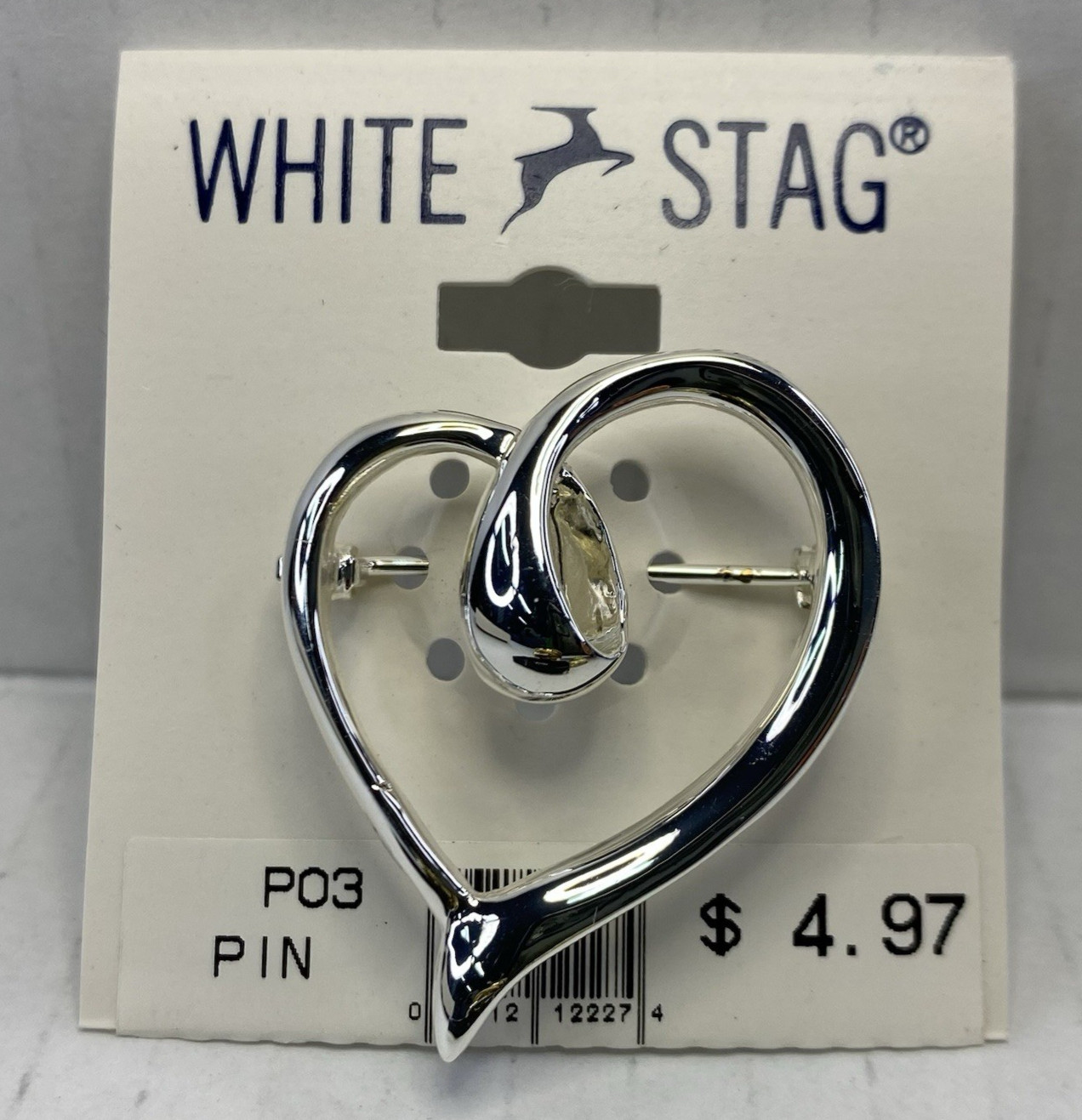 Lot Of 3 Brooch Pins Heart Silver Gold “White Stag” Triple Heart Woven Rope