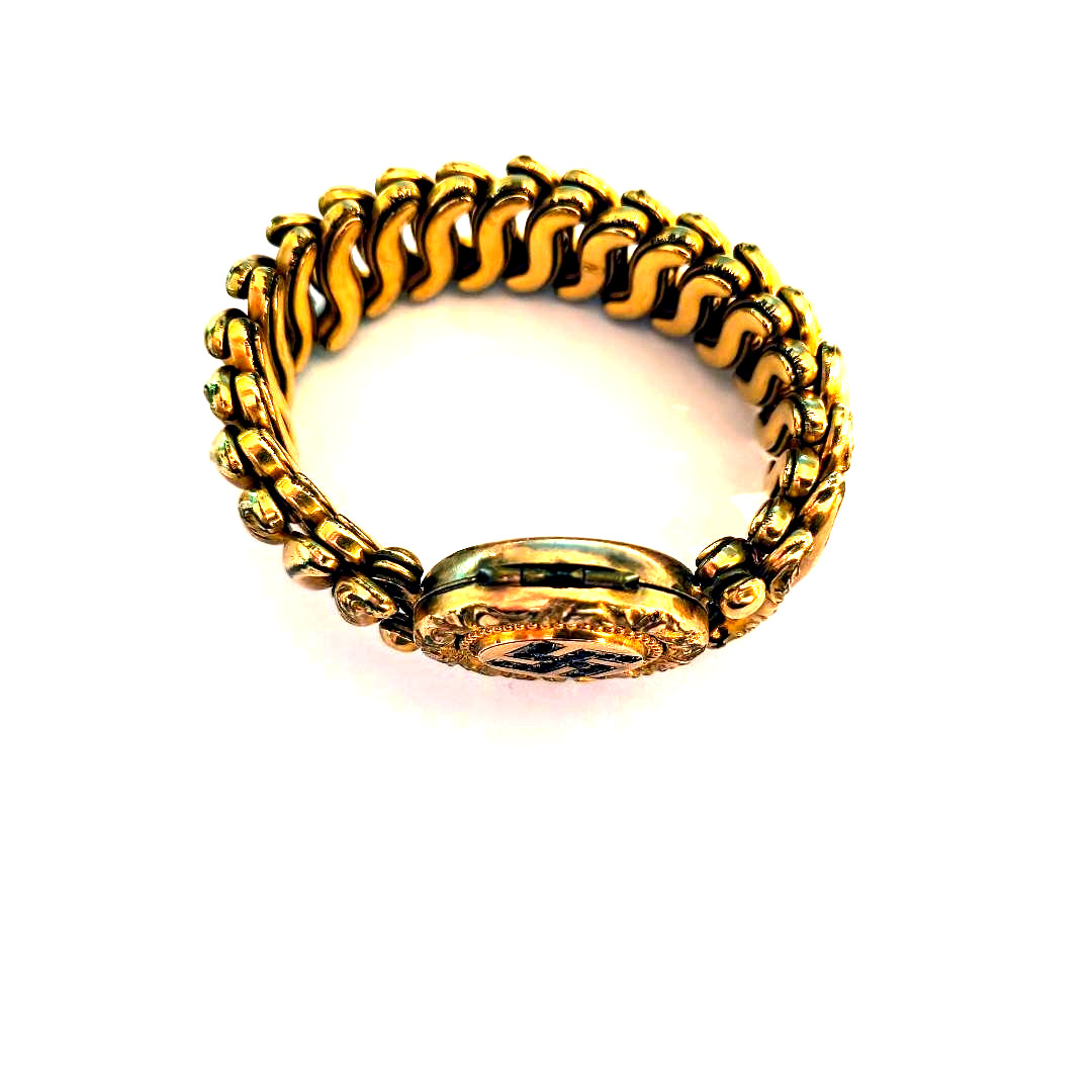 Vintage Gold Color Secret poison Locket Expansion Bracelet Good Luck