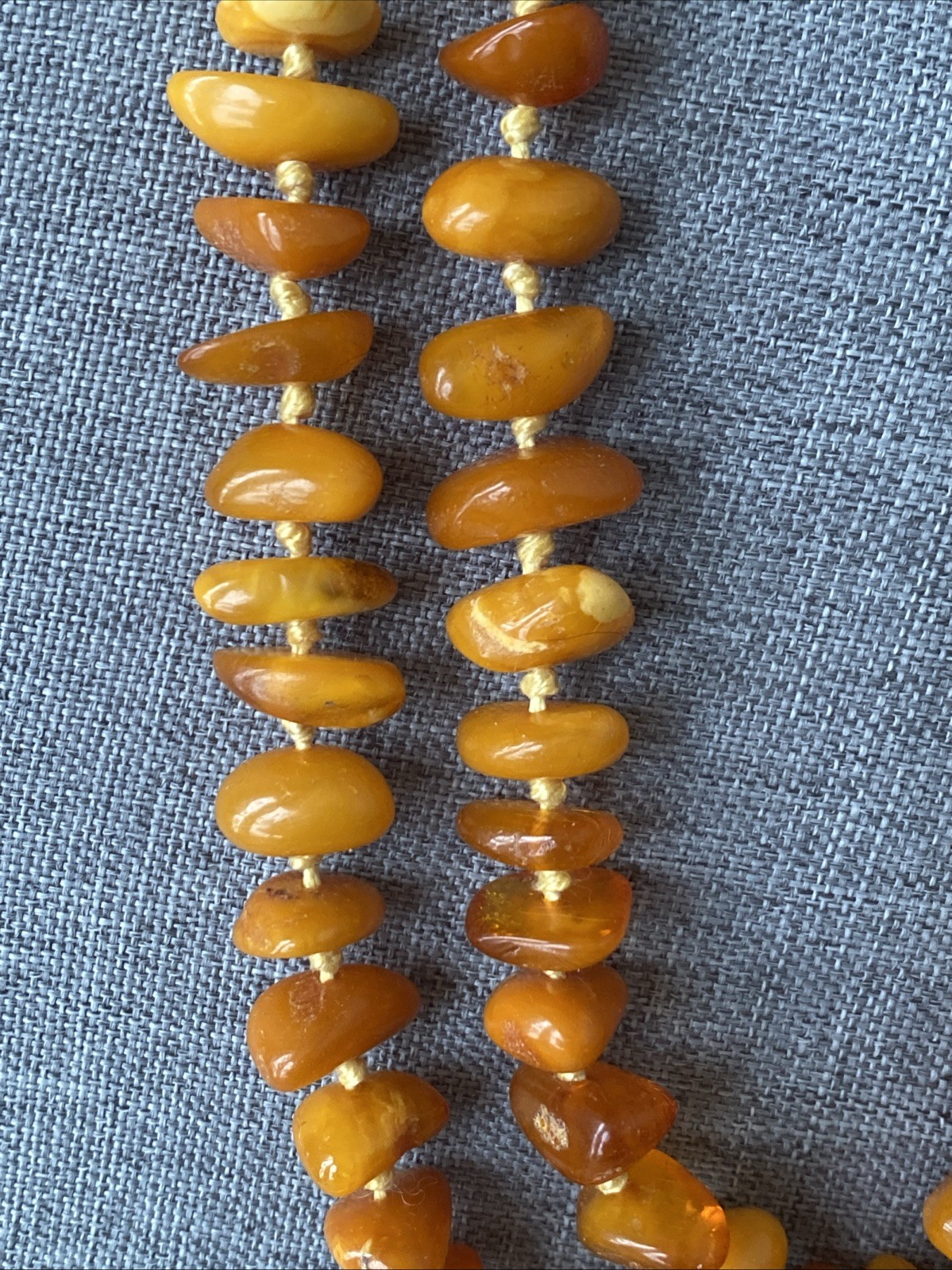 Antique Butterscotch Eggyolk Nugget Genuine Baltic Amber Necklace 126 Grams