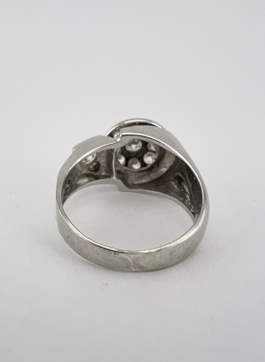 Antique Art Deco Retro 14k White Gold Old European Cut Diamond Ring