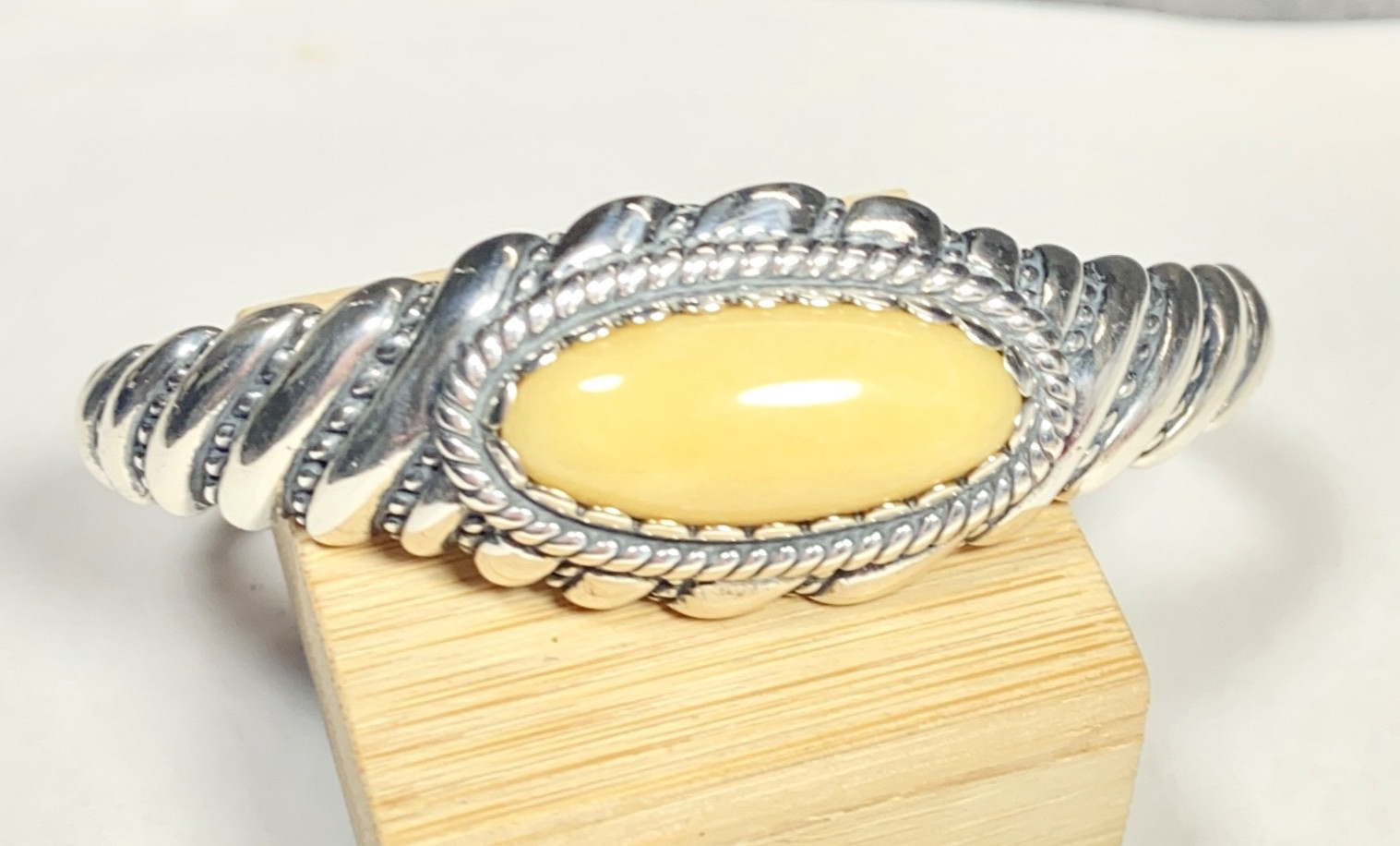 Vintage Sterling Silver Caramel Quartzite Carolyn Pollack Cuff Bracelet 2 3/8″