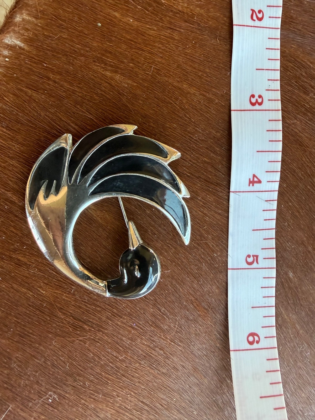 vintage swan silver tone black enamel pin / Orena Paris?