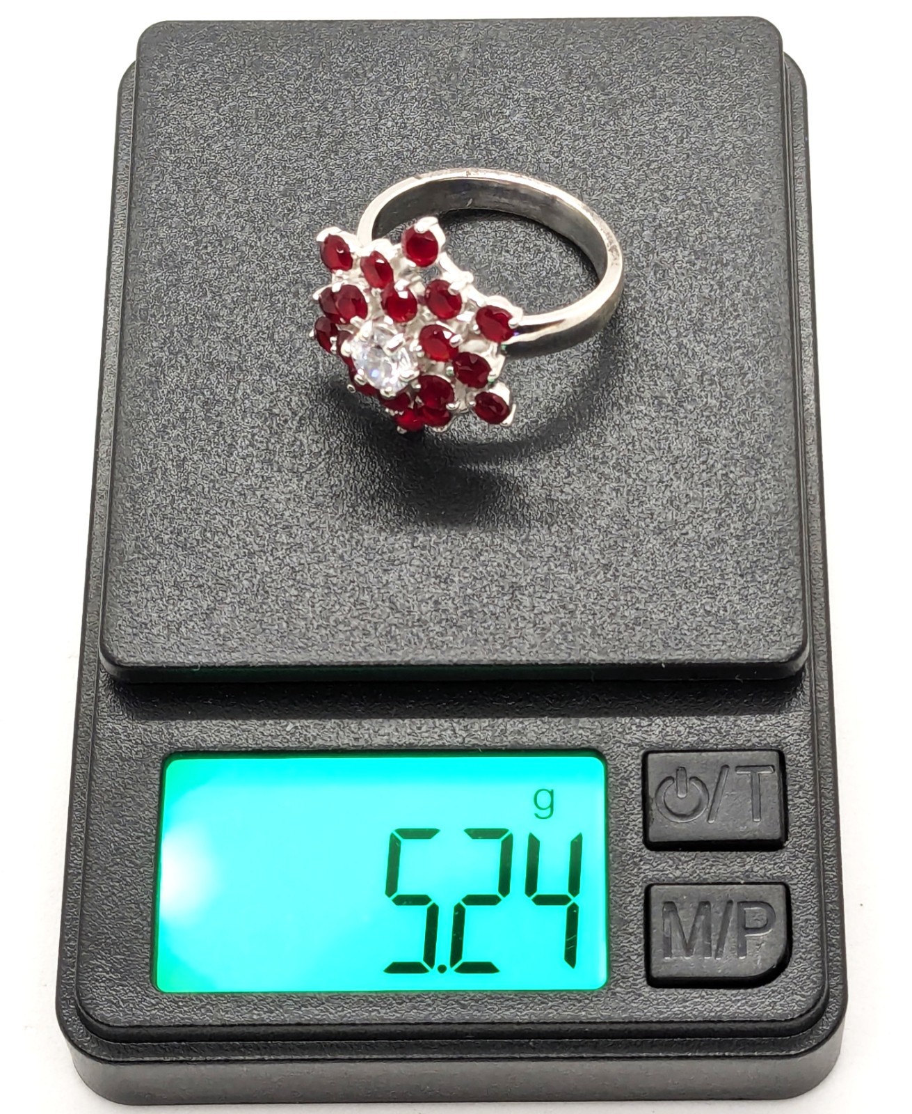 Vintage Luxury RING Sterling Silver 925 with Bright Stones -size: 7.5 (18mm) #68