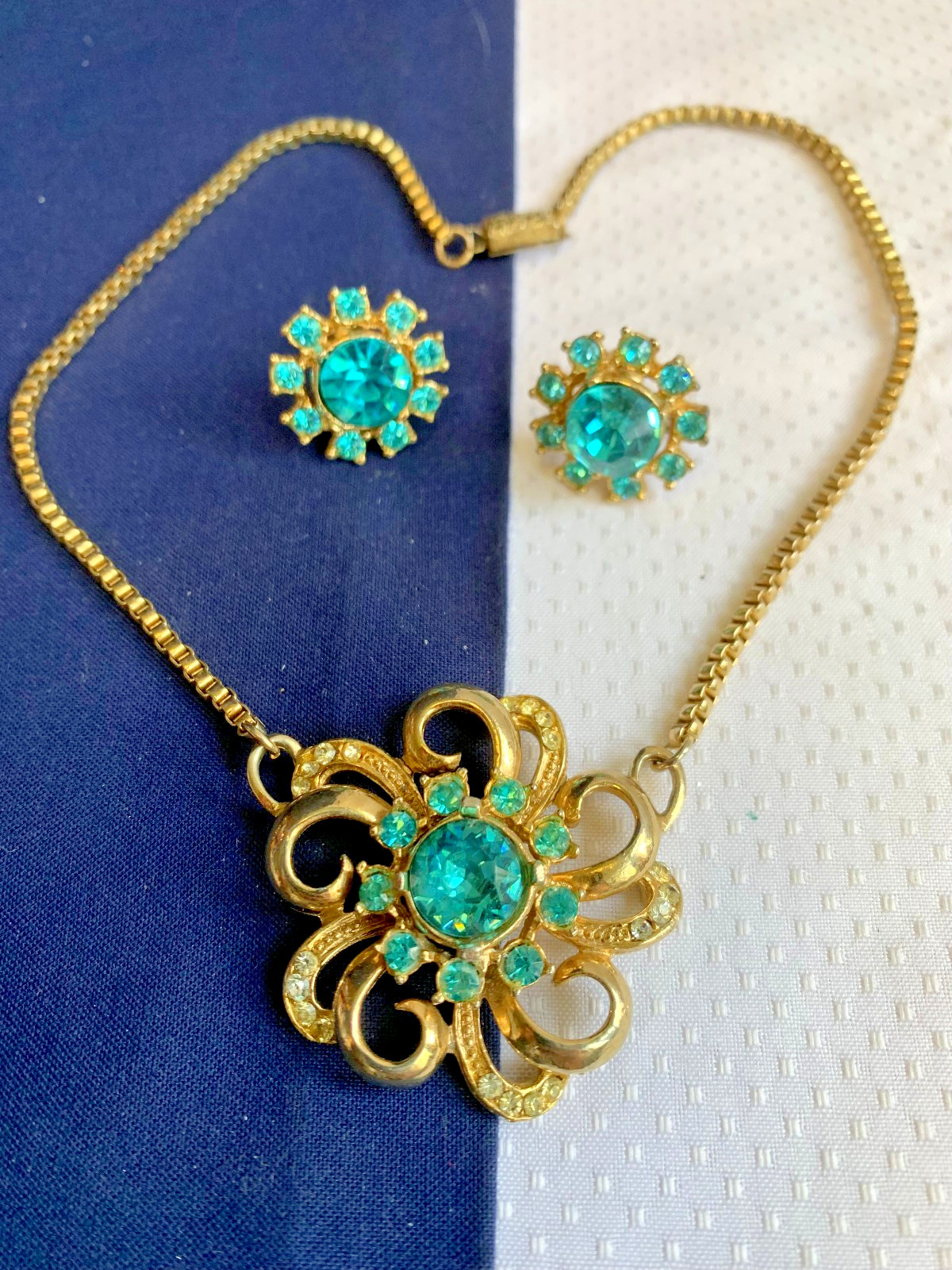 Vtg Costume Jewelry Lot Lisner Coro Necklaces Earrings Matching Set Rhinestones