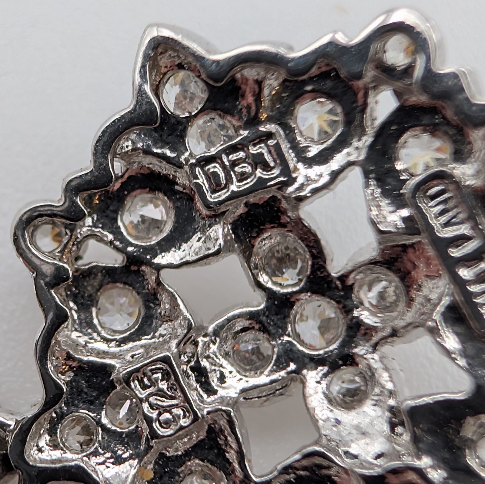 Vintage DBJ 925 Sterling Silver CZ Medallion Pendant Starburst Art-Deco Charm 3g