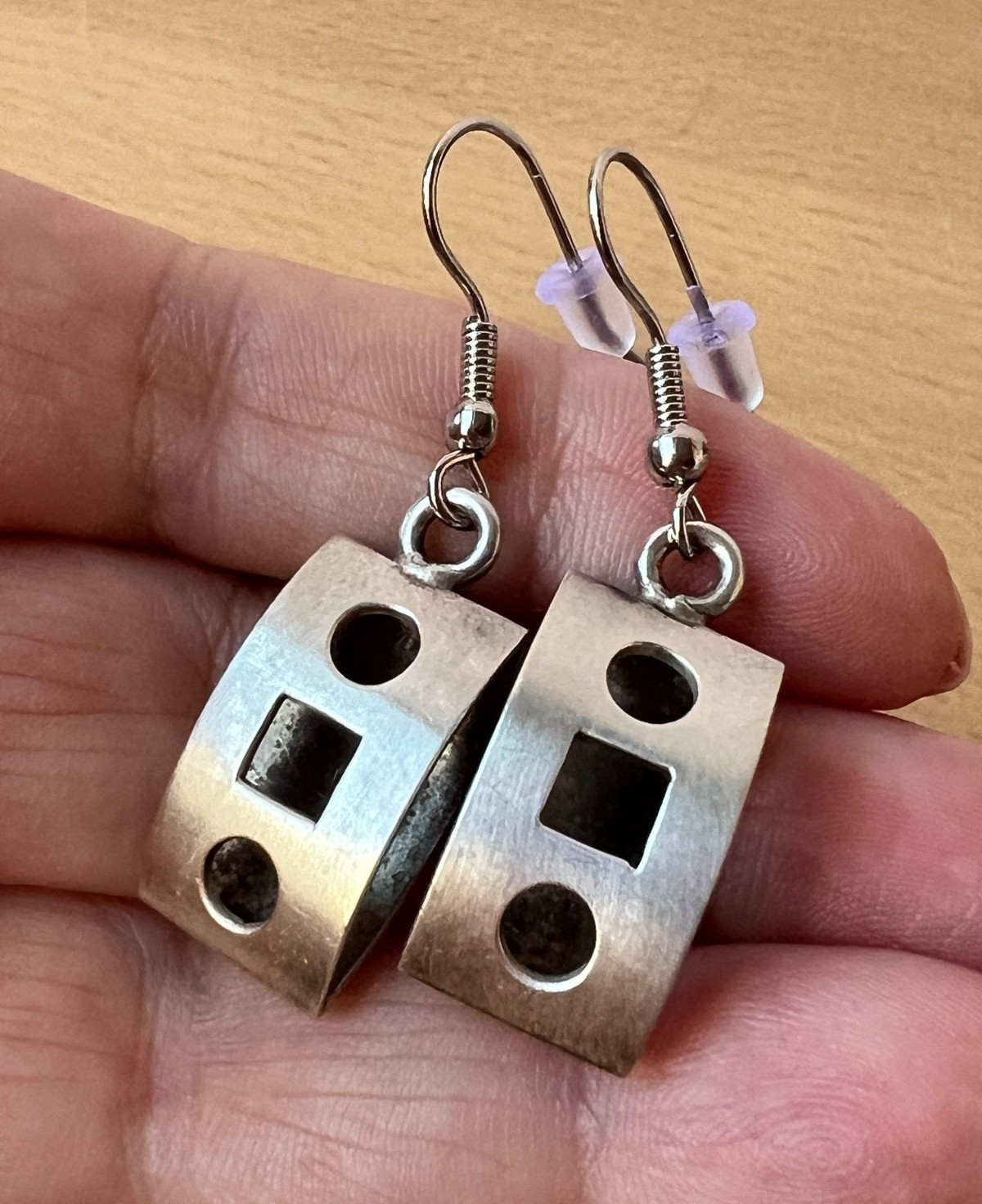 VINTAGE DESIGNER FORBES 925 STERLING SLVER GEOMETRIC DANGLE DROP EARRINGS UNIQUE