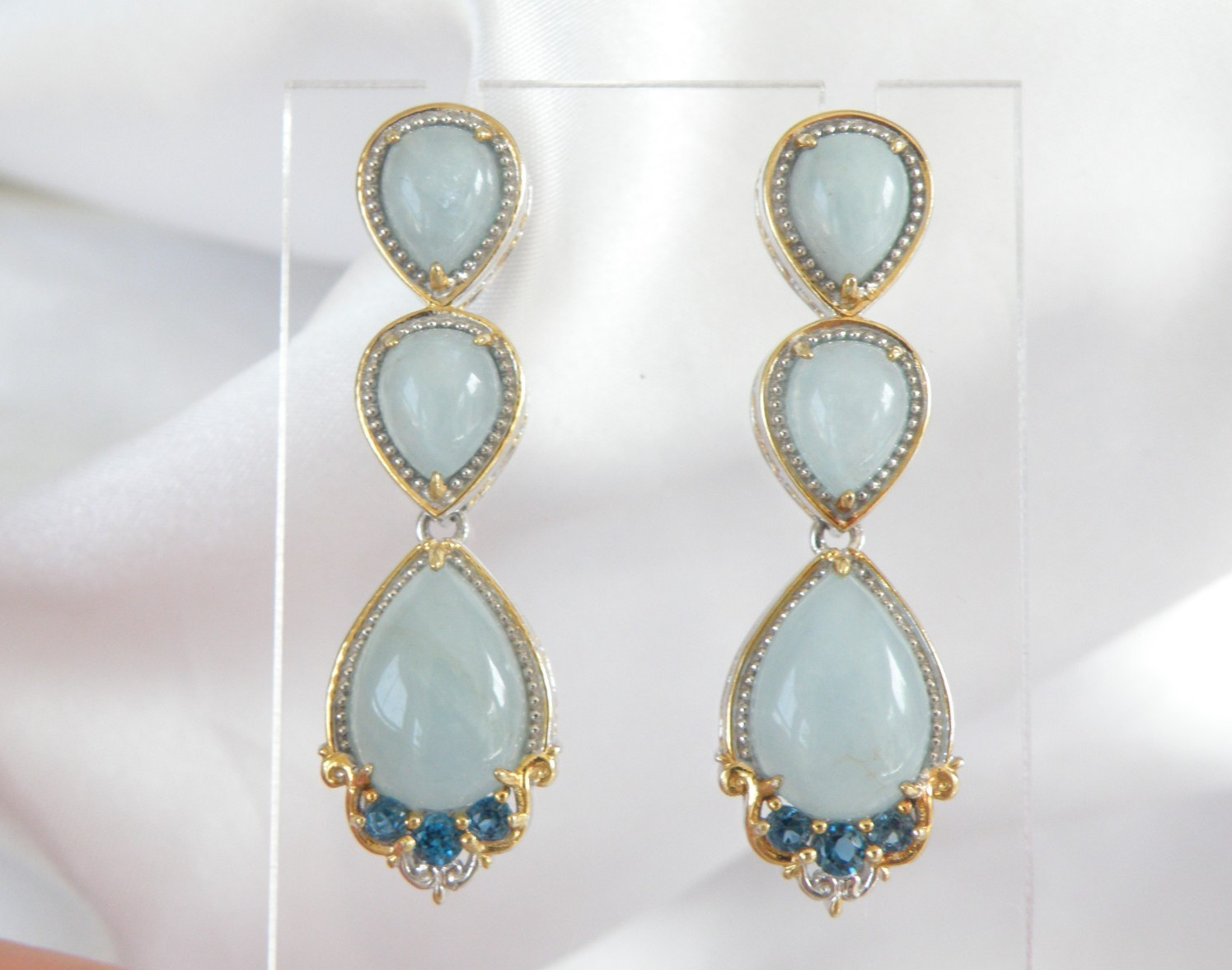 Gem En Vogue Michael Valitutti Sterling Silver 925 Milky Aquamarine Earrings