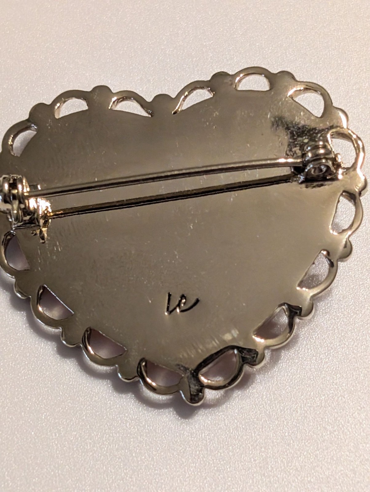 Vintage 90s Liz Claiborne Heart and Flower Petal Brooch Signed Gold Tone