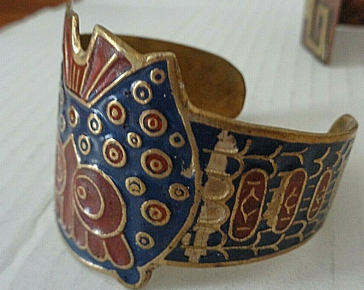 Copper/brass enameled cuff bracelets (3)