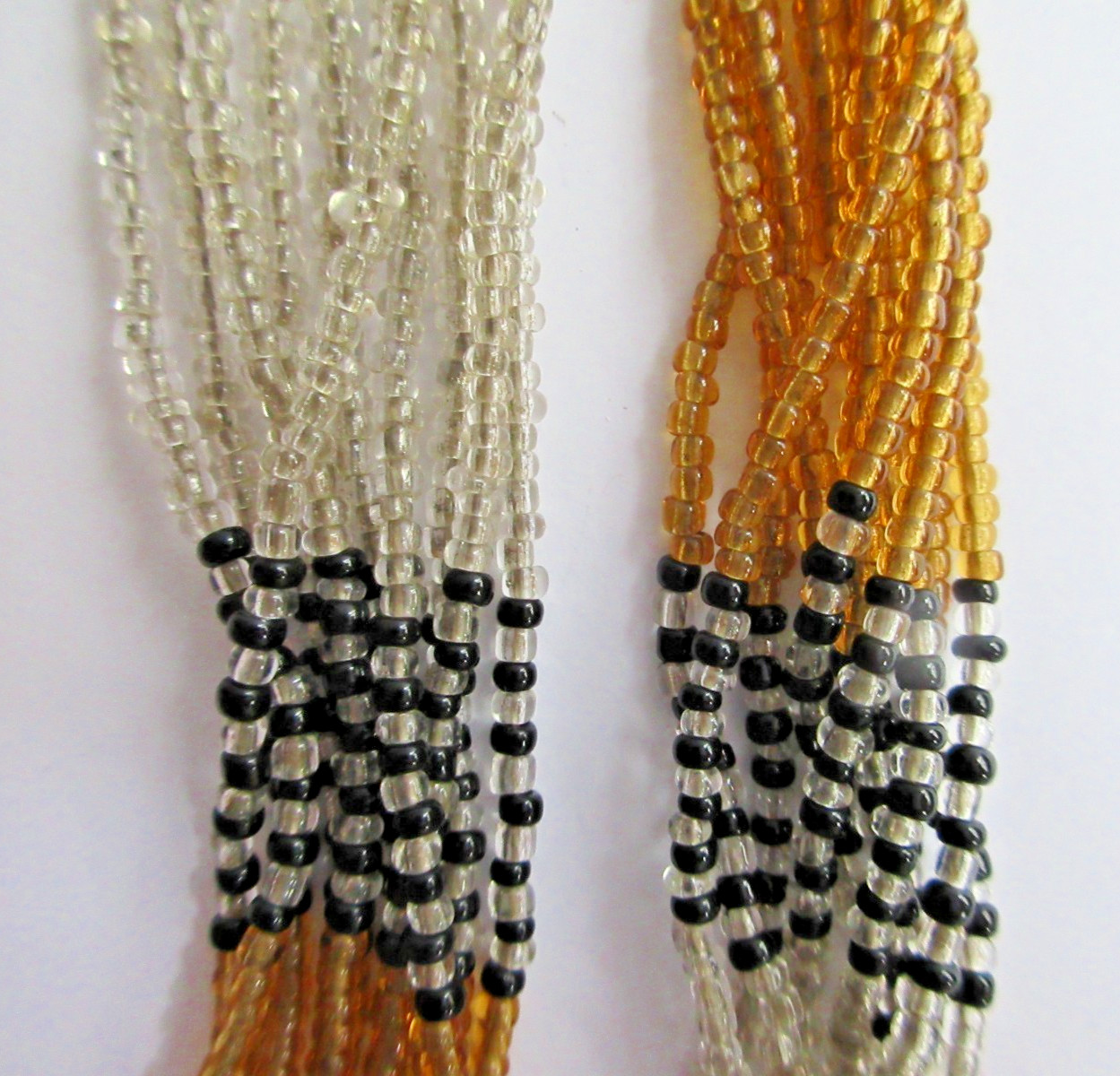 Multi Strand Twisted Woven Sead Bead Beaded Black Bronze Silver Necklace 22″