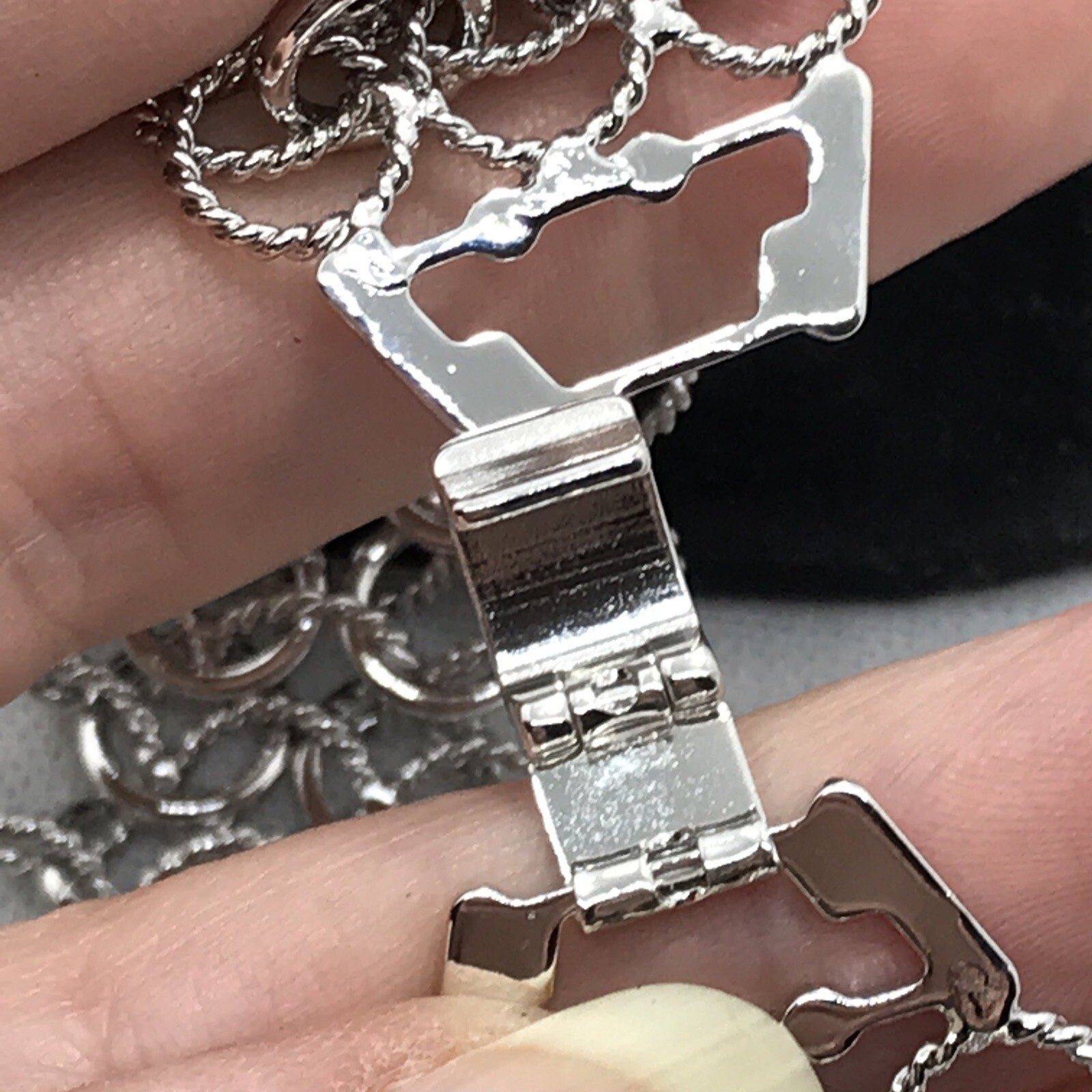 Vintage Silver Choker Chain Lg Citrine Yellow & Clear Cubic Zirconia Necklace