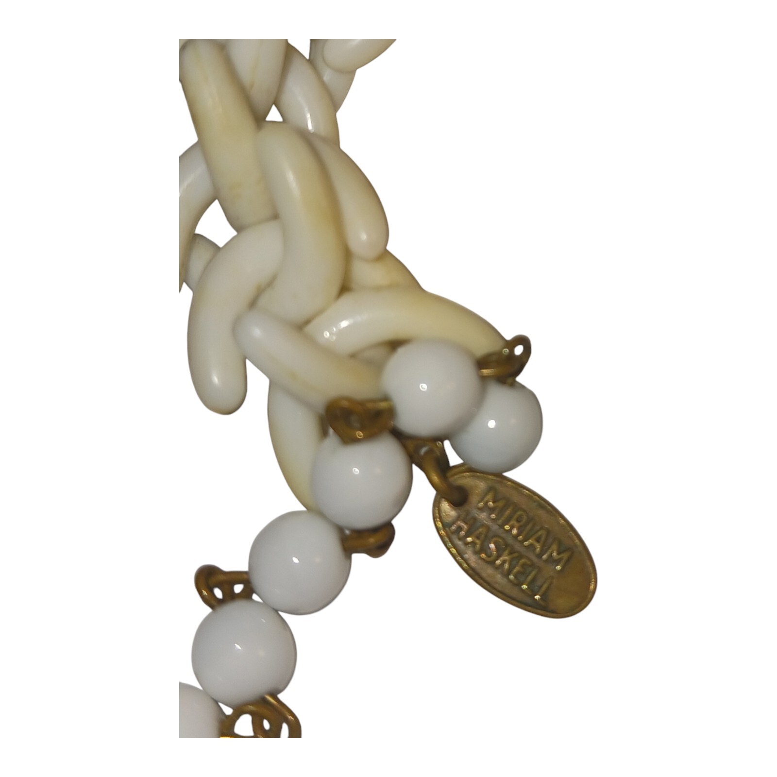 Miriam Haskell Necklace White Acrylic Glass Plastic 16″ Coral-like