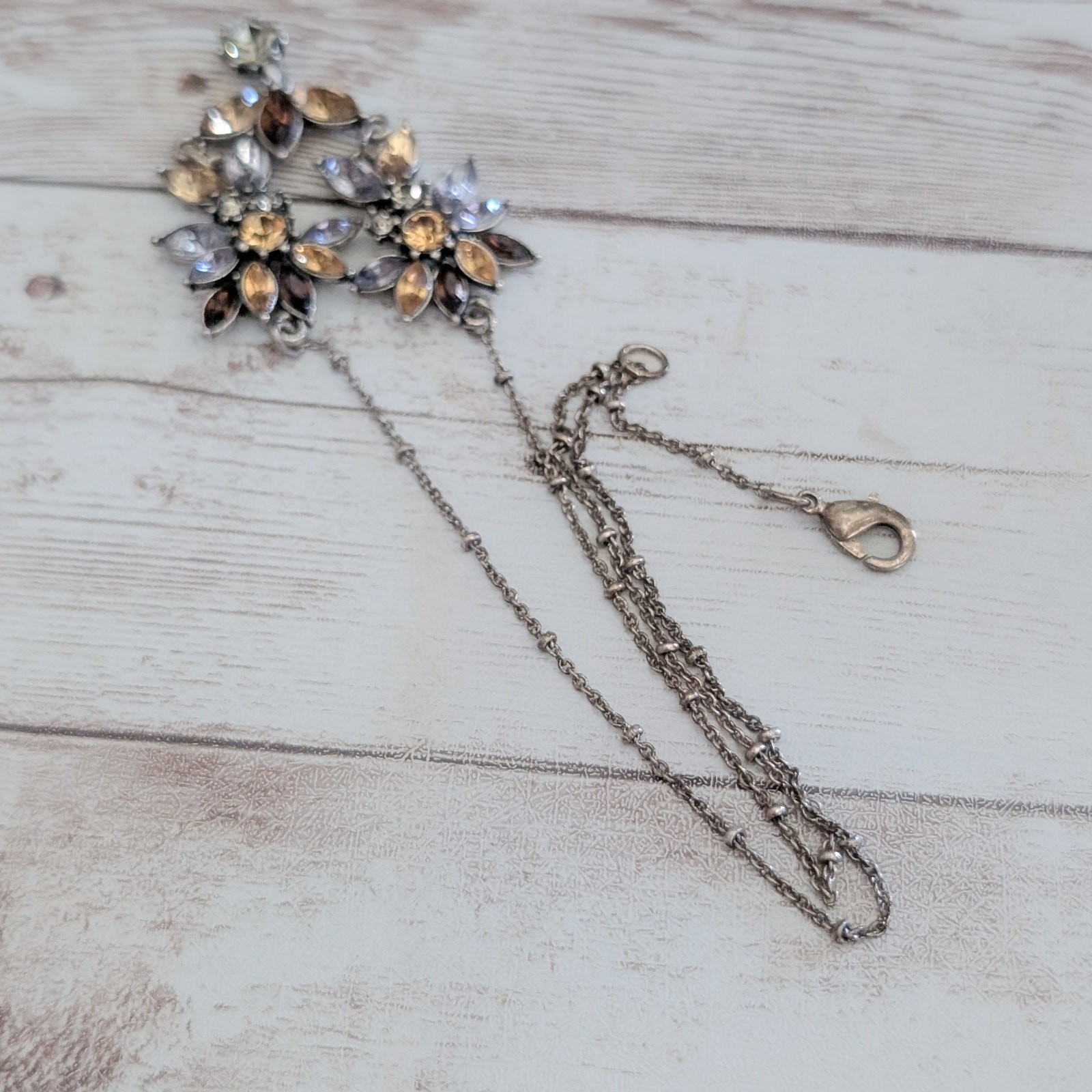 Vintage Necklace Marquis Cut Fall & Blue Tones