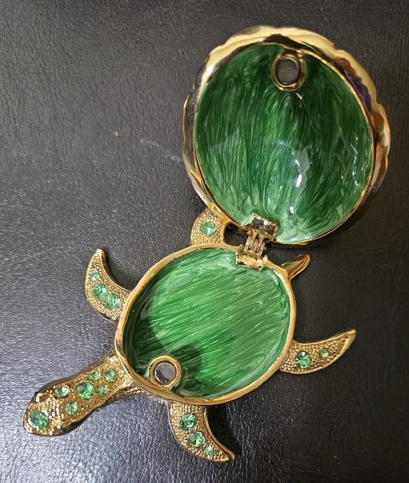 New Vintage Green Turtle with green rhinestones around it .25 .00 Dollars. New