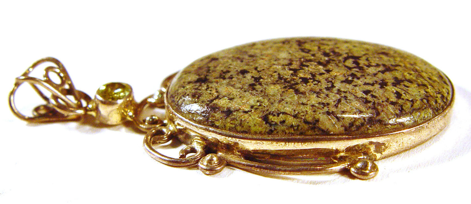 Large rain forest jasper sterling silver pendant, peridot, 2 3/8 inches, 12.45gm
