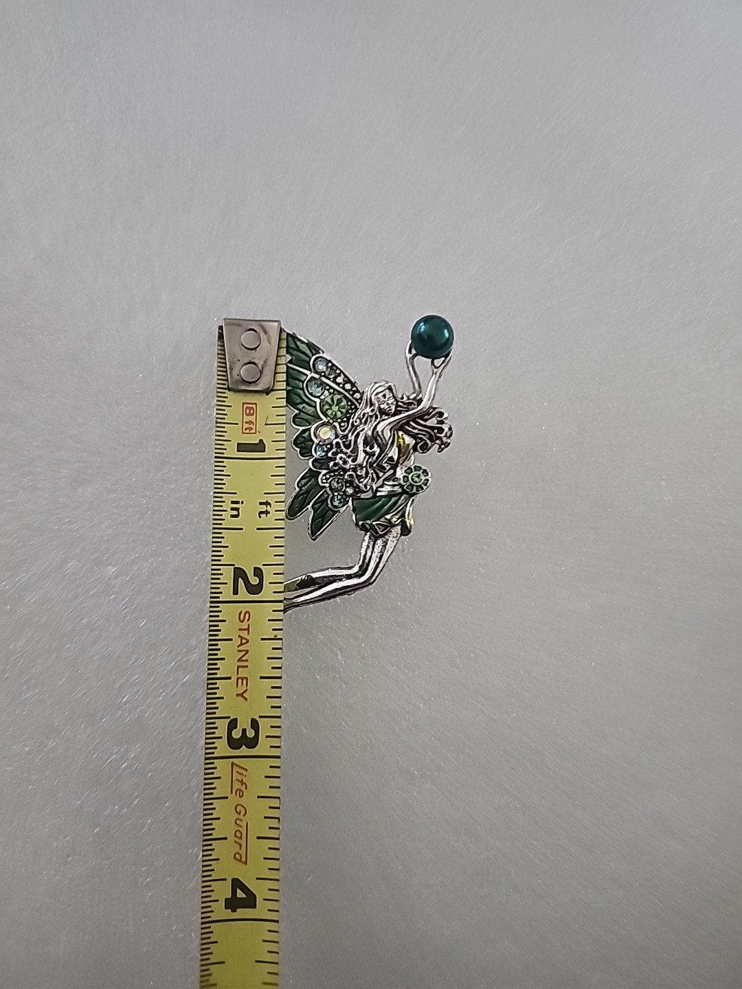 Silver Tone Enamel And Rhinestone Beautiful Fairy Brooch Whimsical Fairycore
