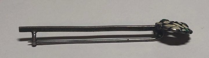Vintage Bernard Instone Unsigned Sterling Silver Enamel Flower Bar Brooch