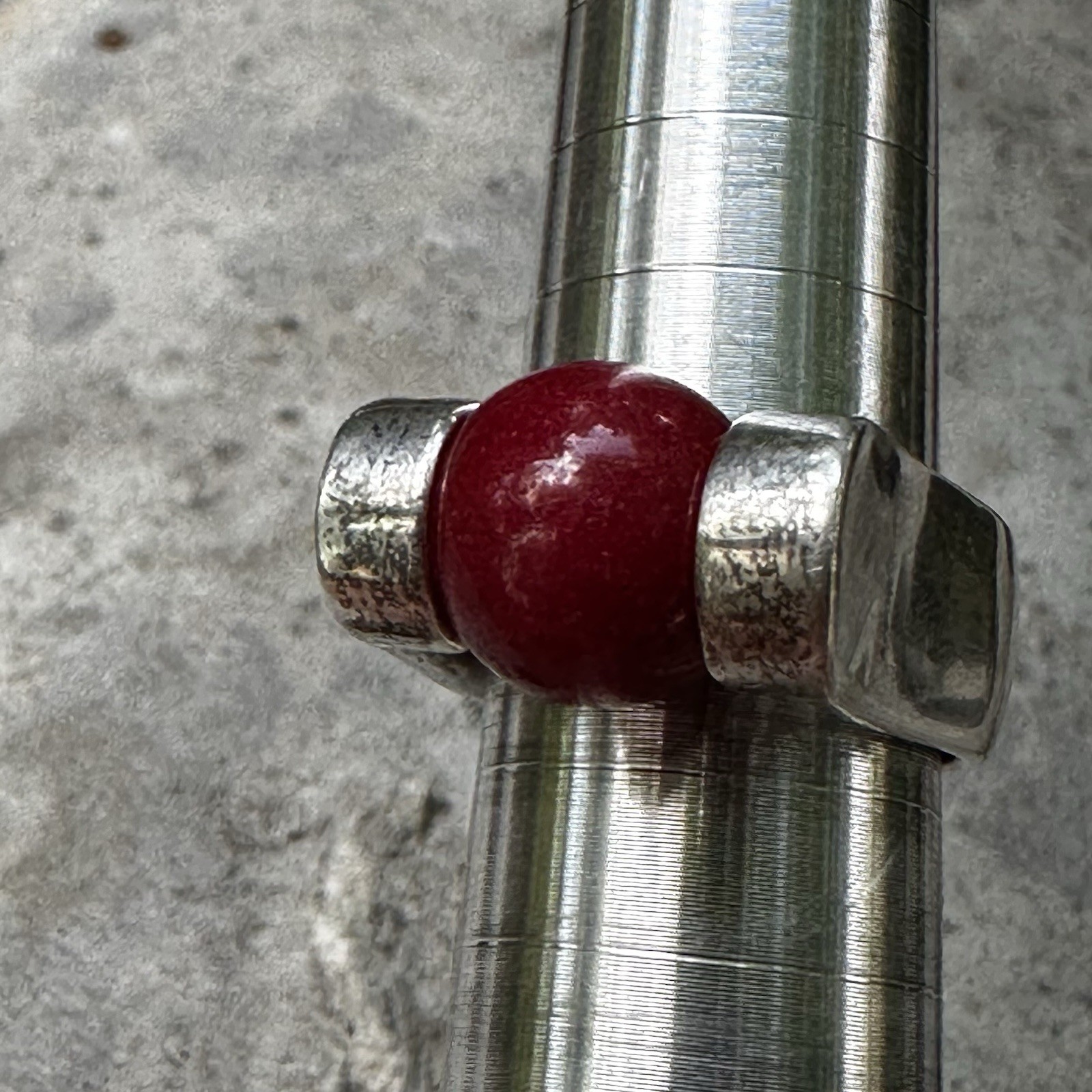 Vintage 925 Sterling Silver Tension Ring With Red Stone Removable Stone, Size 7