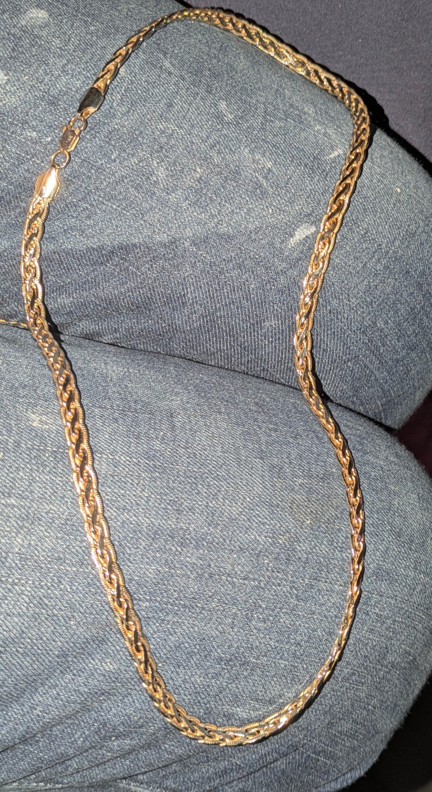 Heavy Vintage 14K Gold-Filled Woven Wheat Chain Necklace – 24 Inches, 49.07g